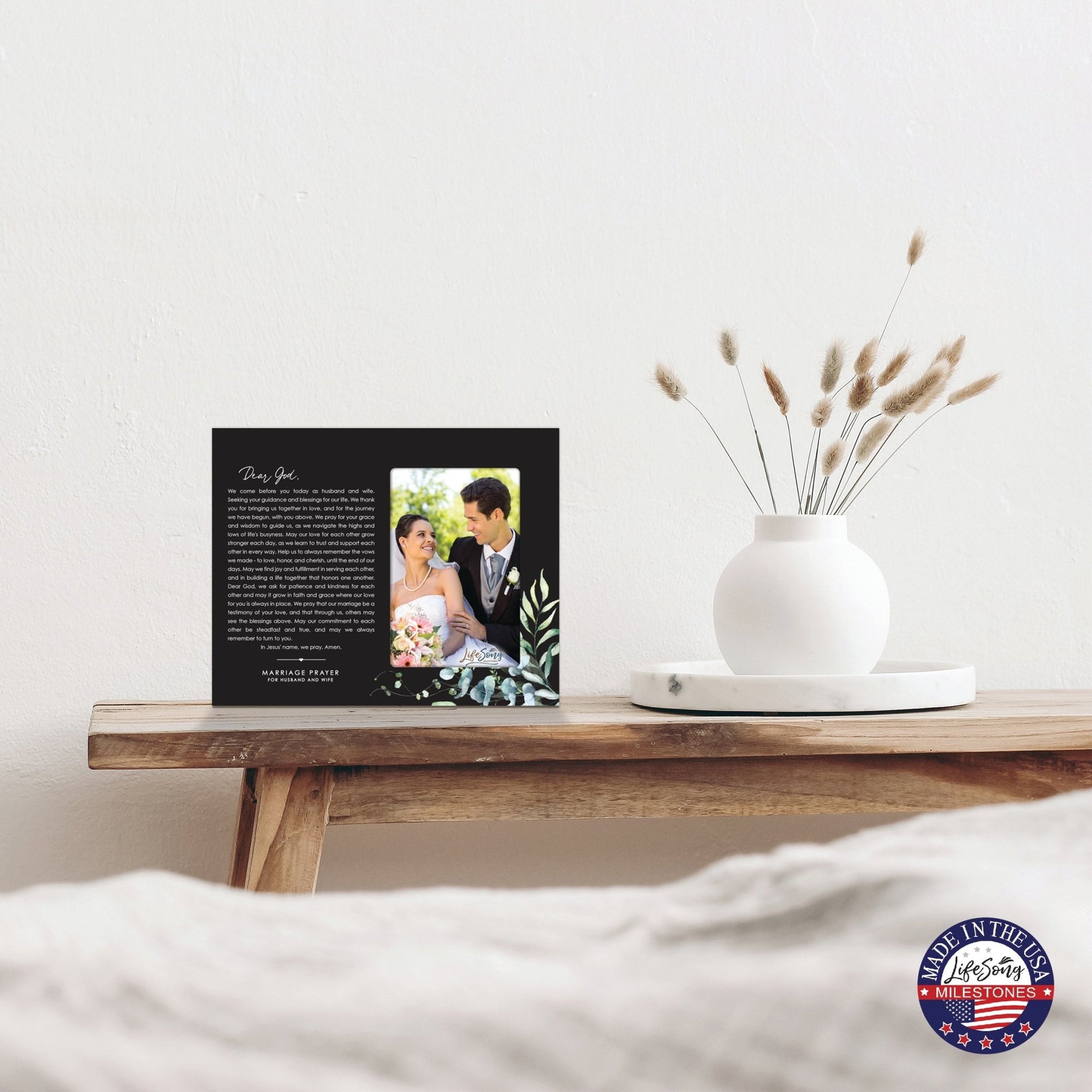Marriage Prayer Wedding Anniversary Gifts for Couples Wooden Wall And Tabletop Photo Frame - Dear God - LifeSong Milestones