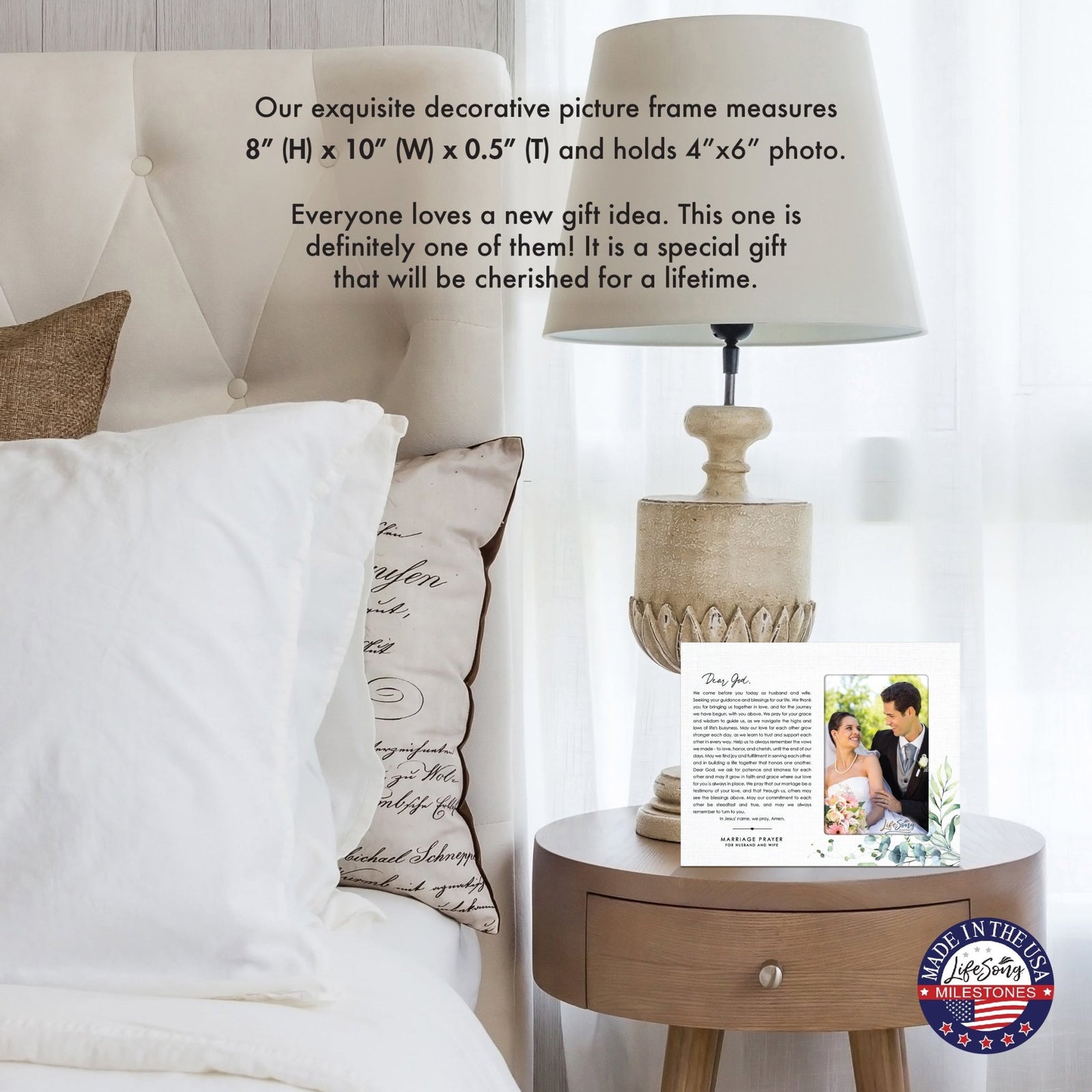 Marriage Prayer Wedding Anniversary Gifts for Couples Wooden Wall And Tabletop Photo Frame - Dear God - LifeSong Milestones