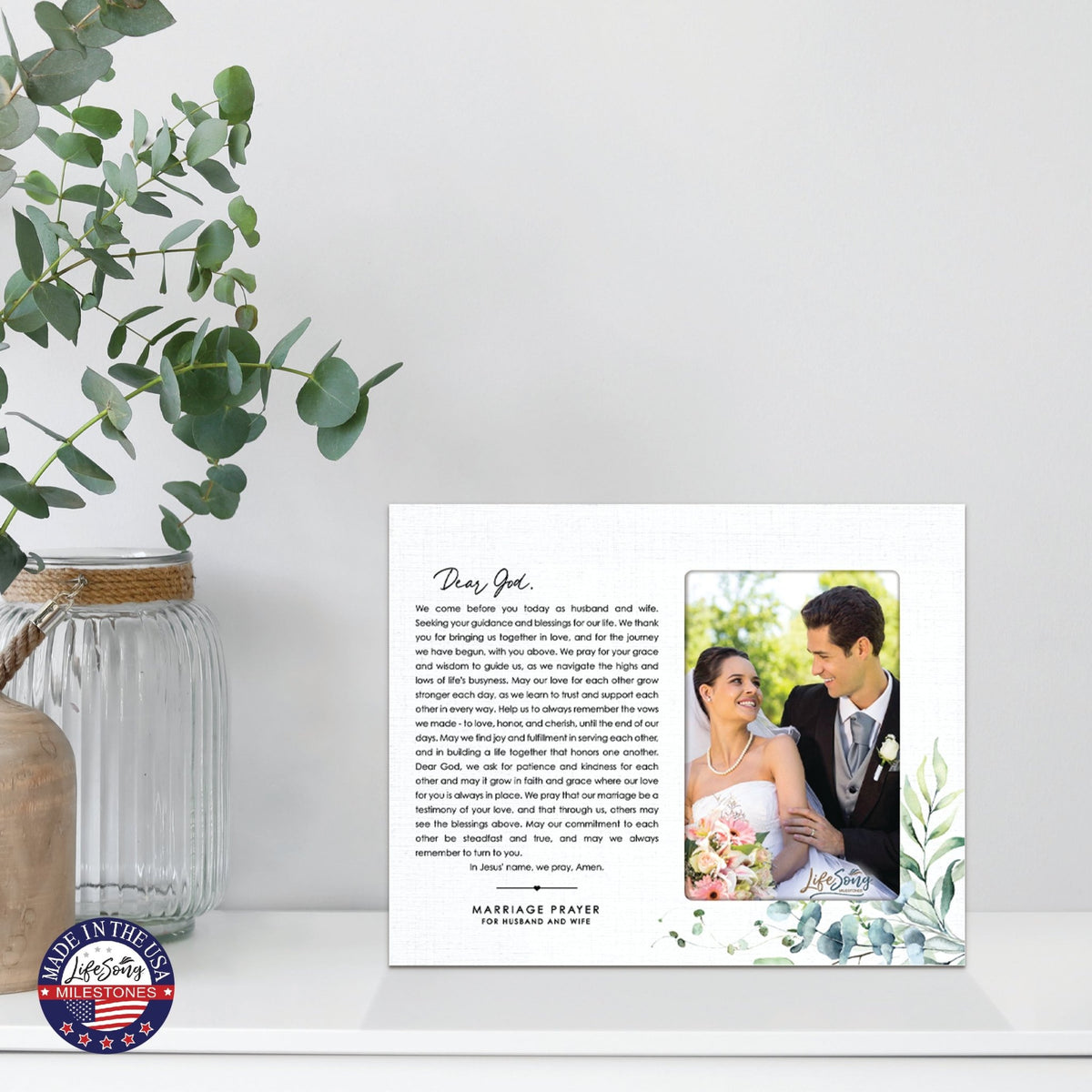 Marriage Prayer Wedding Anniversary Gifts for Couples Wooden Wall And Tabletop Photo Frame - Dear God - LifeSong Milestones