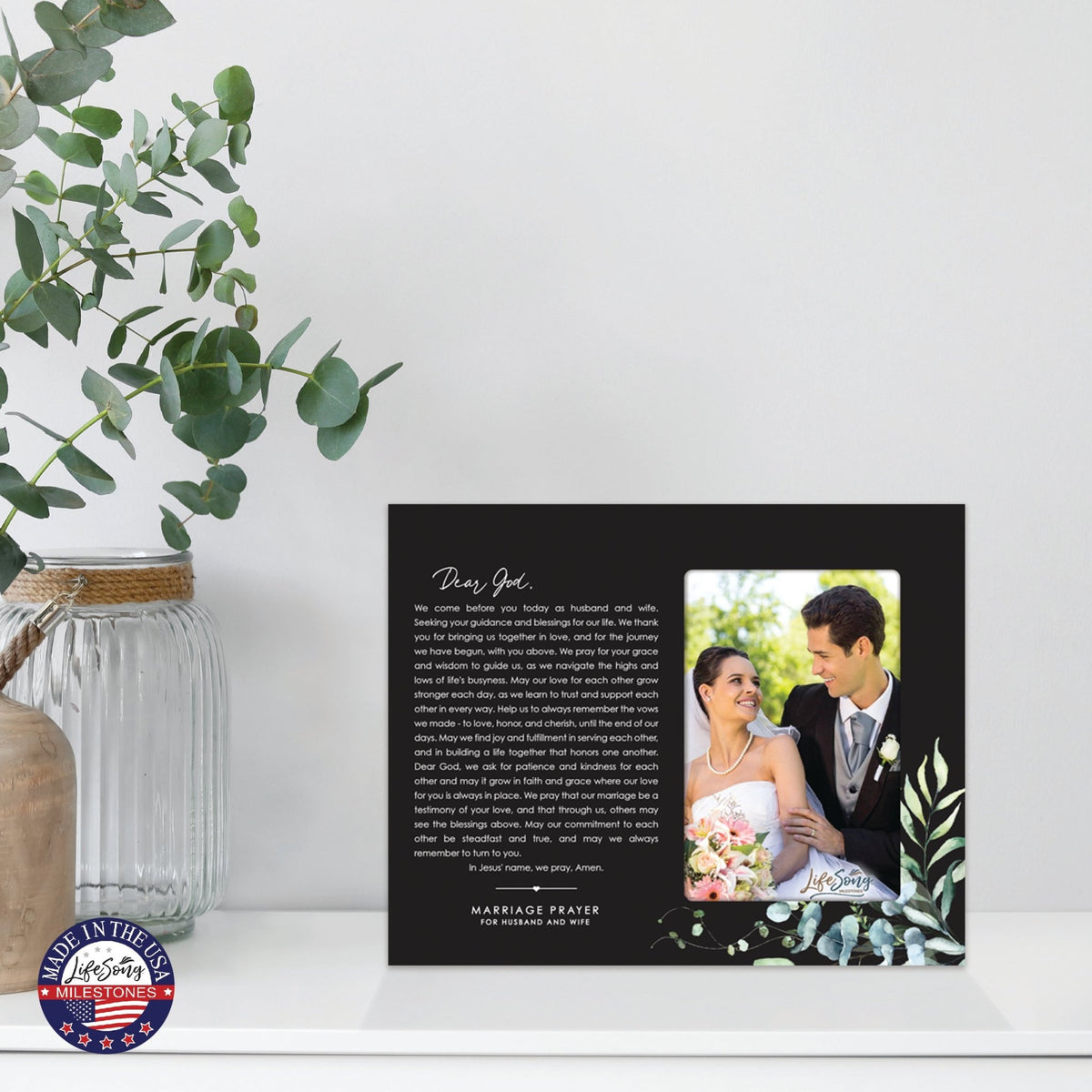 Marriage Prayer Wedding Anniversary Gifts for Couples Wooden Wall And Tabletop Photo Frame - Dear God - LifeSong Milestones