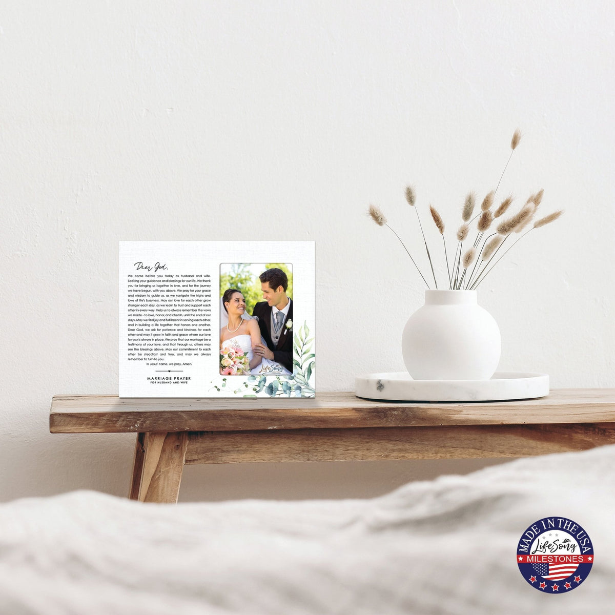 Marriage Prayer Wedding Anniversary Gifts for Couples Wooden Wall And Tabletop Photo Frame - Dear God - LifeSong Milestones