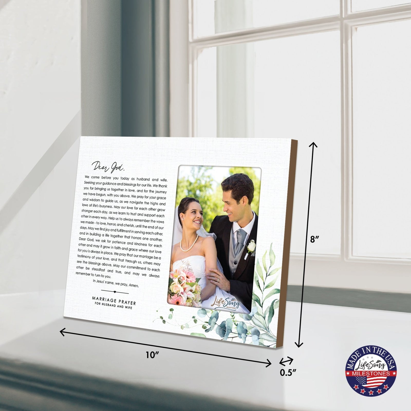 Marriage Prayer Wedding Anniversary Gifts for Couples Wooden Wall And Tabletop Photo Frame - Dear God - LifeSong Milestones