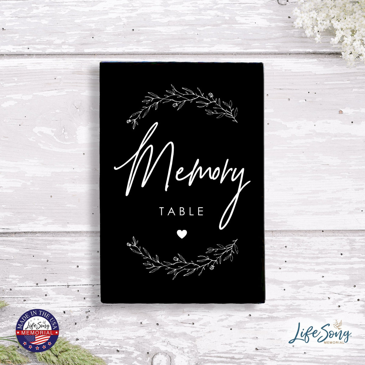 Memorial 5.5x8 Wooden Table Top and shelf decor Home Décor - Memory Table - LifeSong Milestones