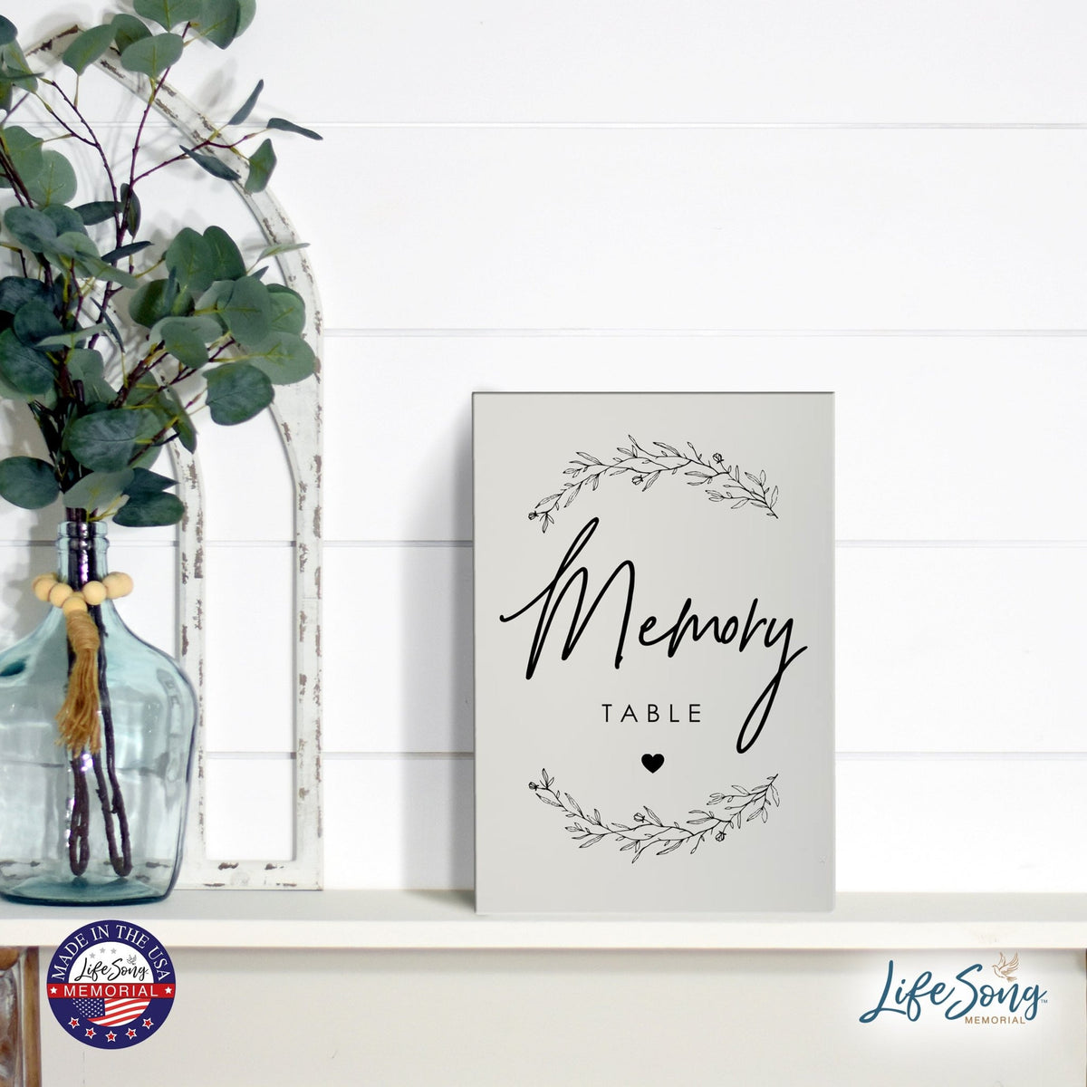 Memorial 5.5x8 Wooden Table Top and shelf decor Home Décor - Memory Table - LifeSong Milestones