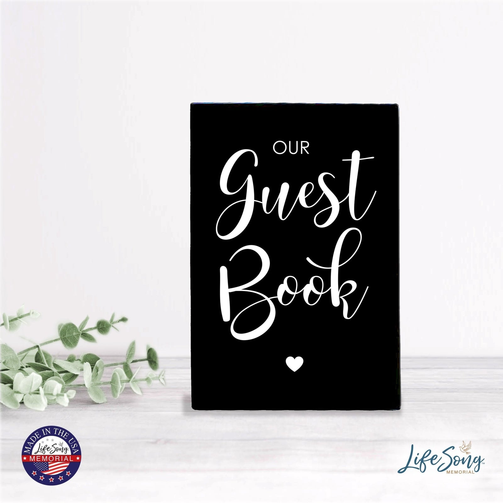 Memorial 5.5x8 Wooden Table Top and shelf decor Home Décor - Our Guest Book - LifeSong Milestones