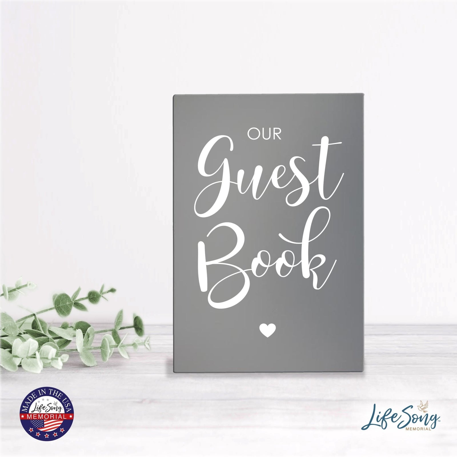 Memorial 5.5x8 Wooden Table Top and shelf decor Home Décor - Our Guest Book - LifeSong Milestones