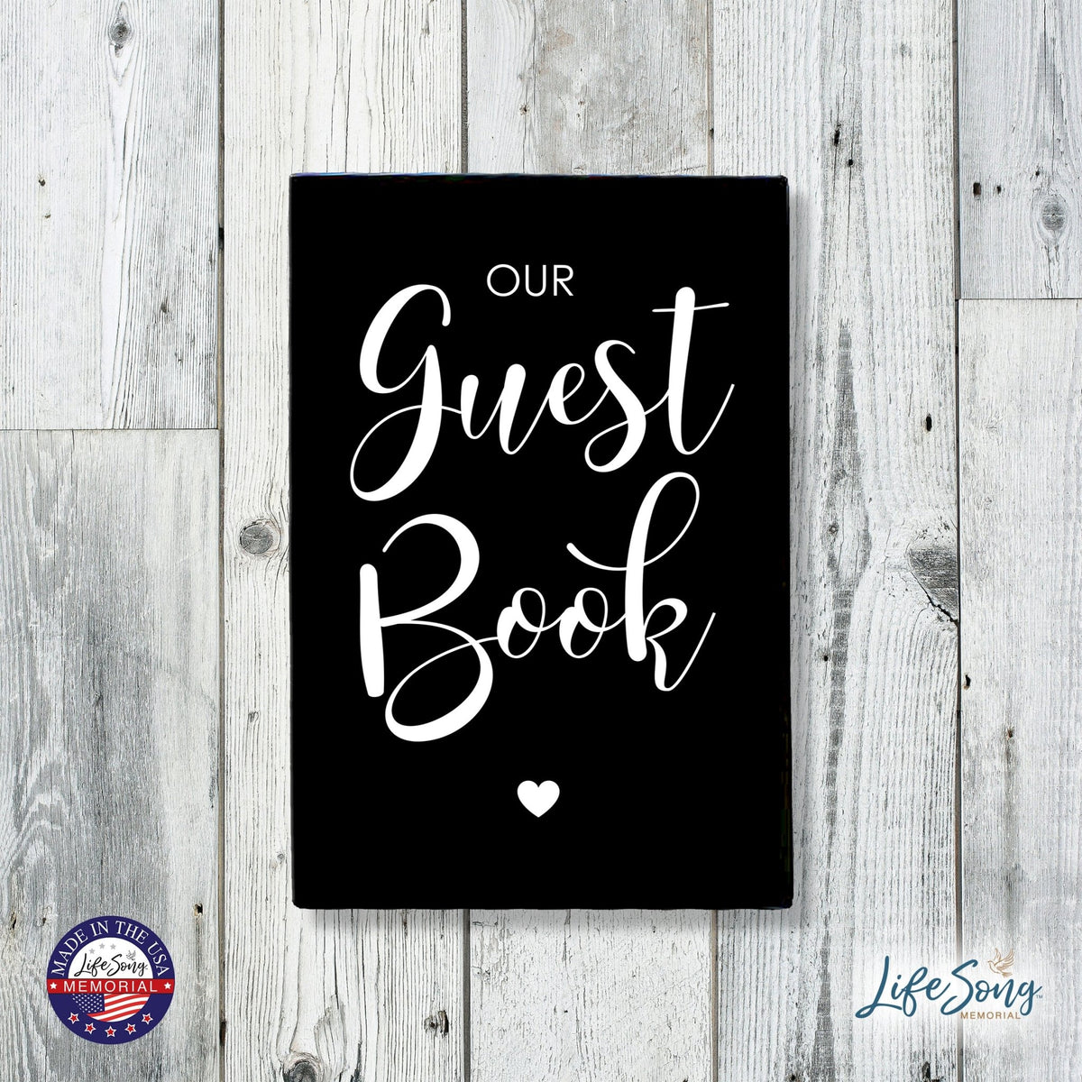 Memorial 5.5x8 Wooden Table Top and shelf decor Home Décor - Our Guest Book - LifeSong Milestones