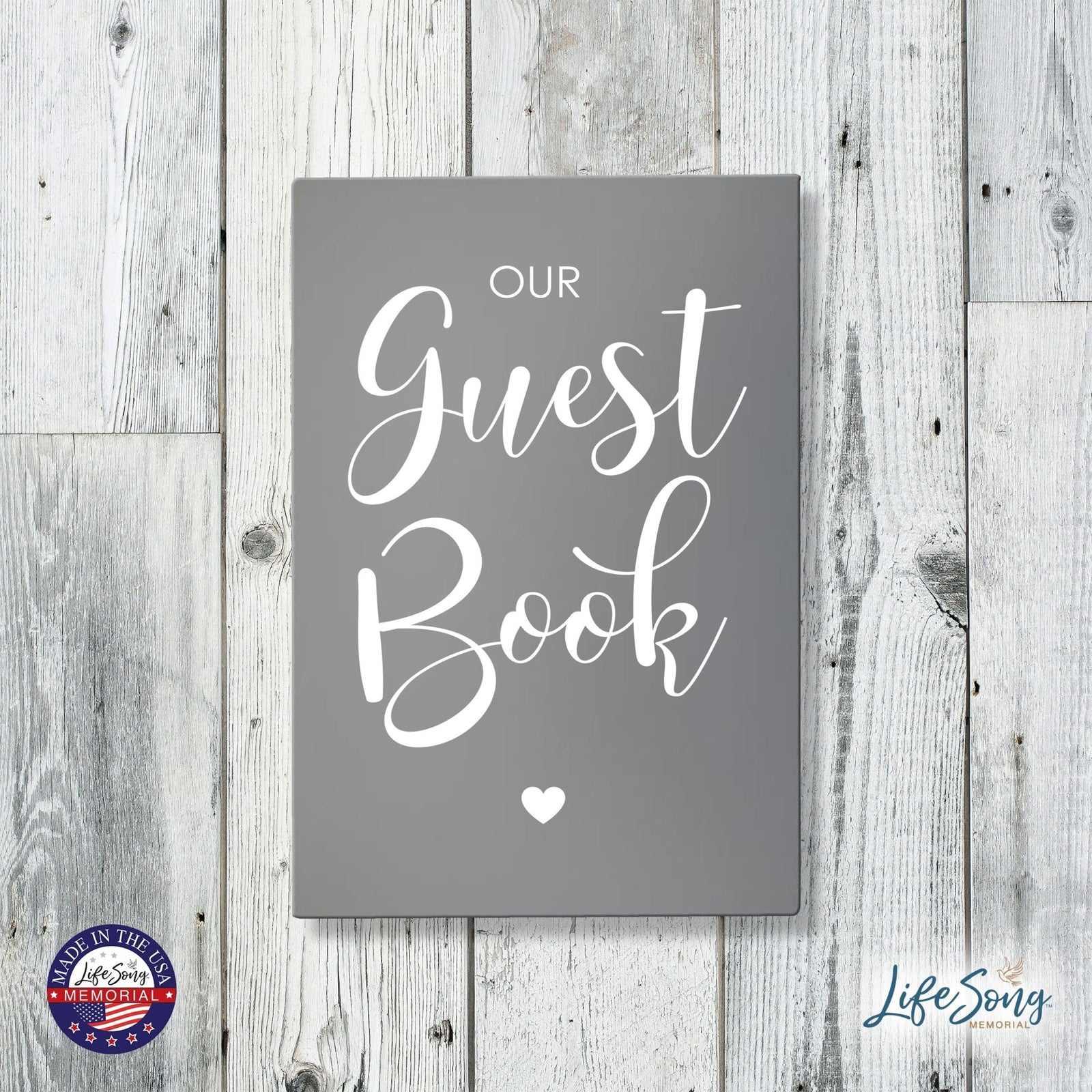 Memorial 5.5x8 Wooden Table Top and shelf decor Home Décor - Our Guest Book - LifeSong Milestones