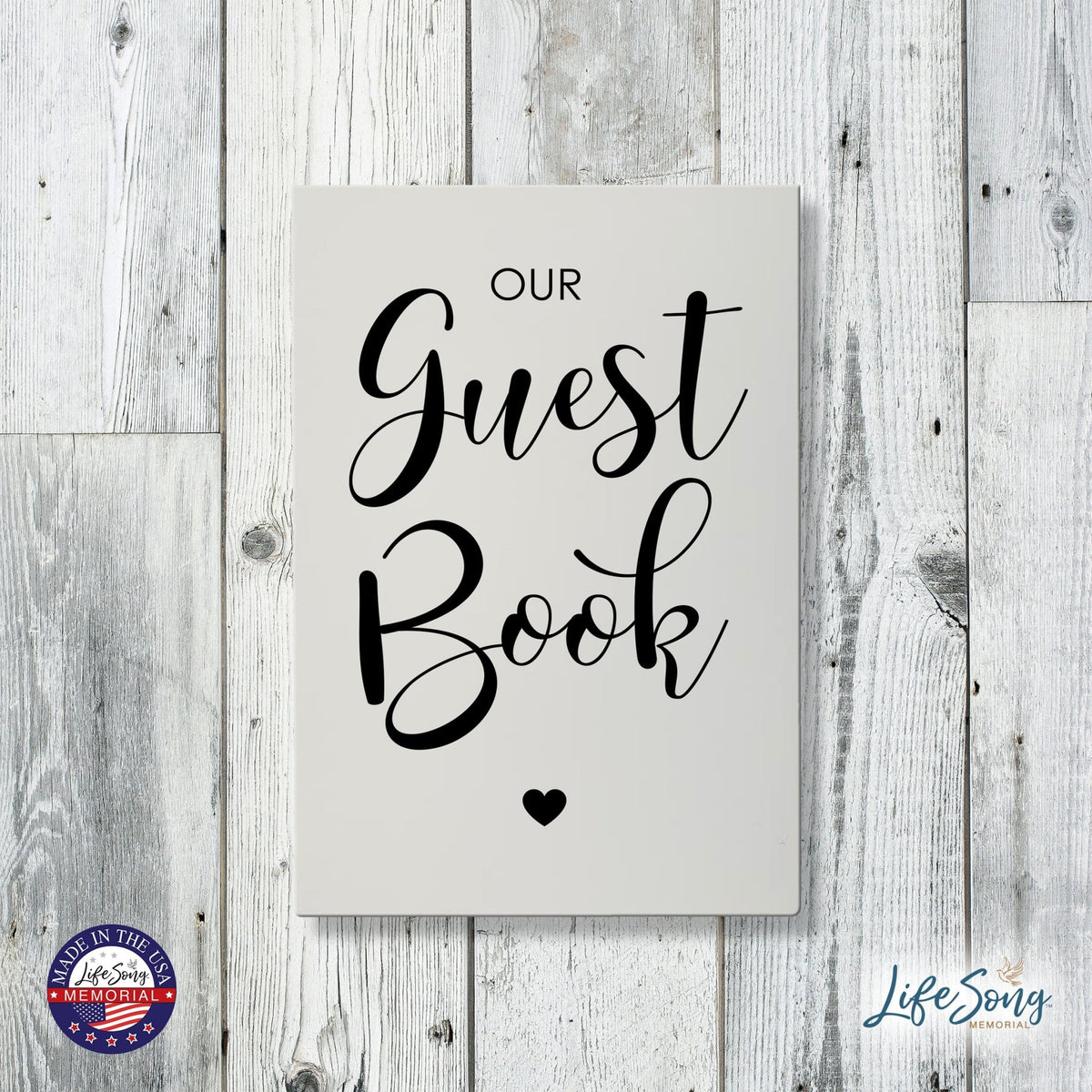 Memorial 5.5x8 Wooden Table Top and shelf decor Home Décor - Our Guest Book - LifeSong Milestones