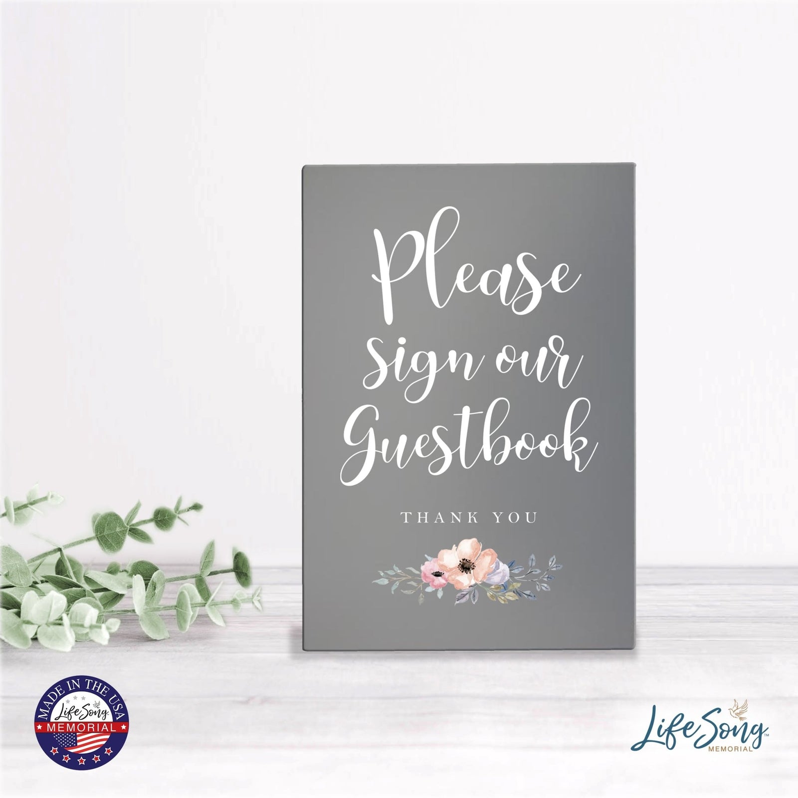 Memorial 5.5x8 Wooden Table Top and shelf decor Home Décor - Sign Our Guest Book - LifeSong Milestones