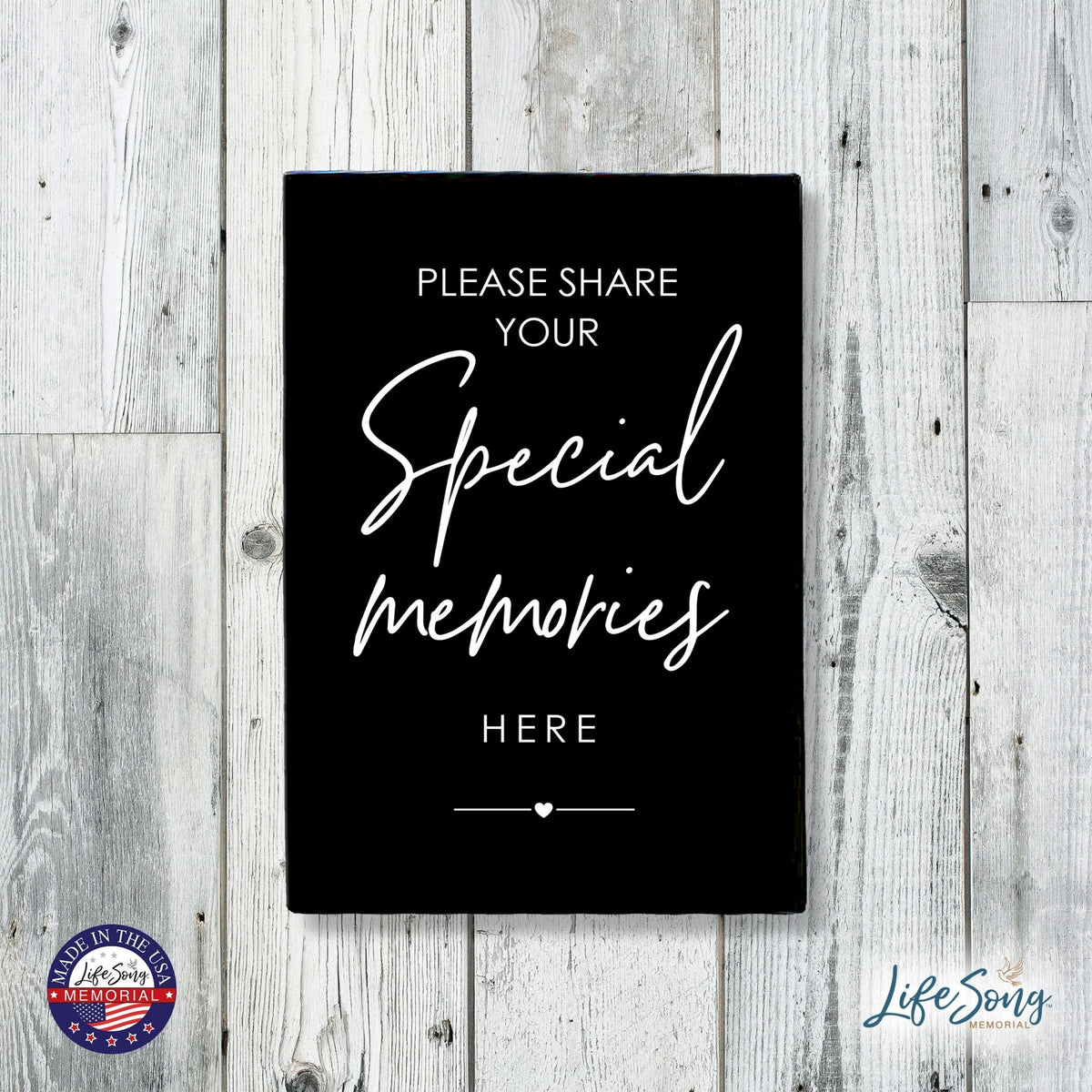 Memorial 5.5x8 Wooden Table Top and shelf decor Home Décor - Sign Our Guest Book - LifeSong Milestones