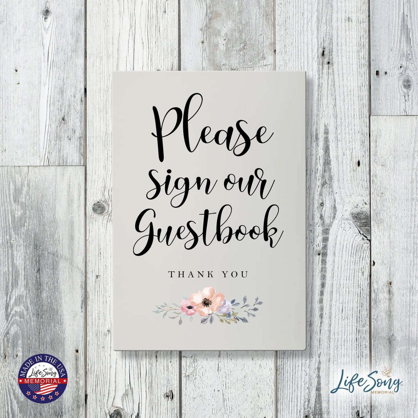 Memorial 5.5x8 Wooden Table Top and shelf decor Home Décor - Sign Our Guest Book - LifeSong Milestones