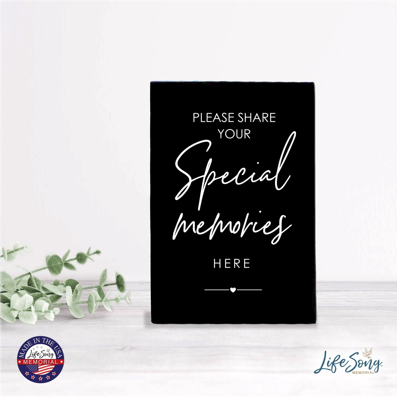 Memorial 5.5x8 Wooden Table Top and shelf decor Home Décor - Sign Our Guest Book - LifeSong Milestones