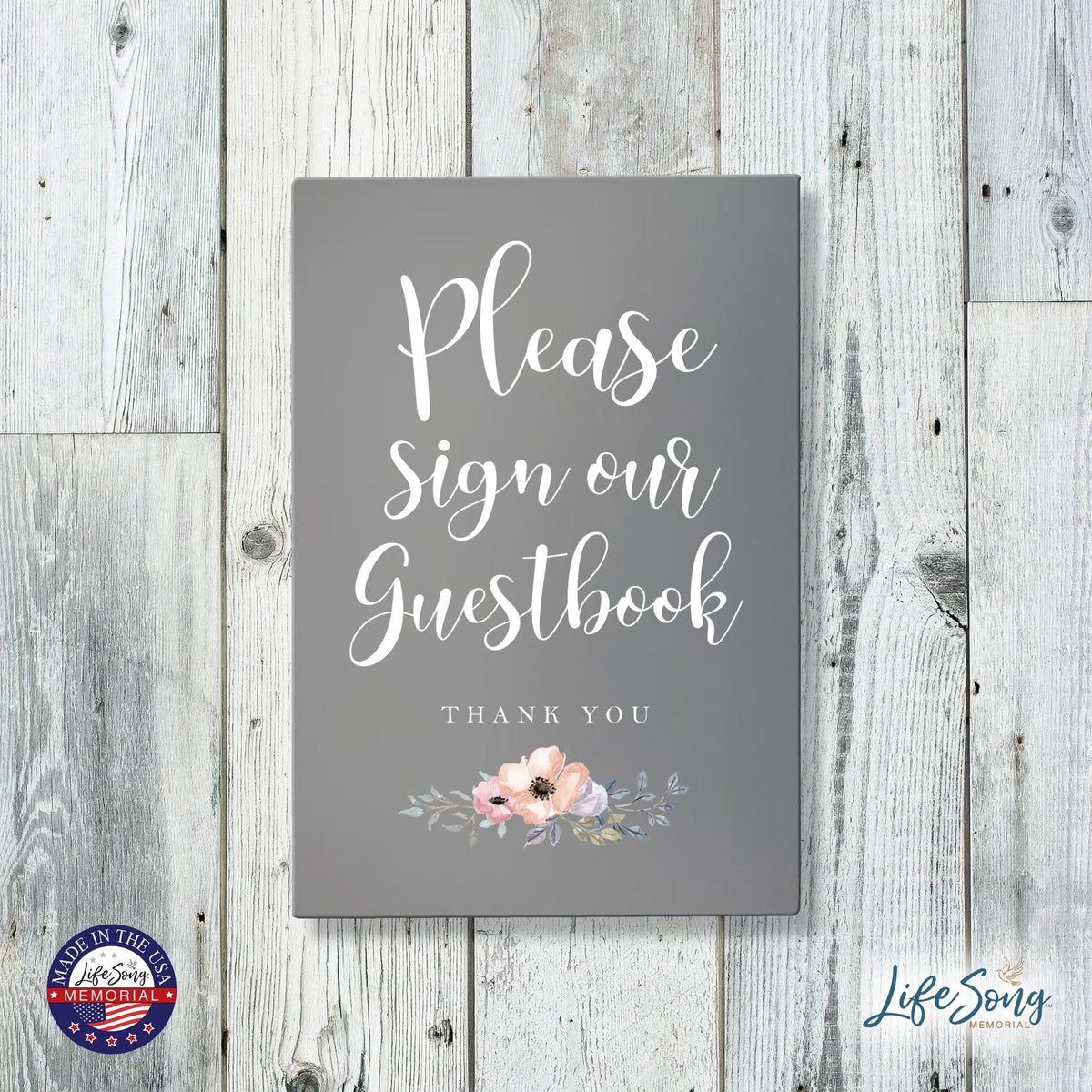 Memorial 5.5x8 Wooden Table Top and shelf decor Home Décor - Sign Our Guest Book - LifeSong Milestones