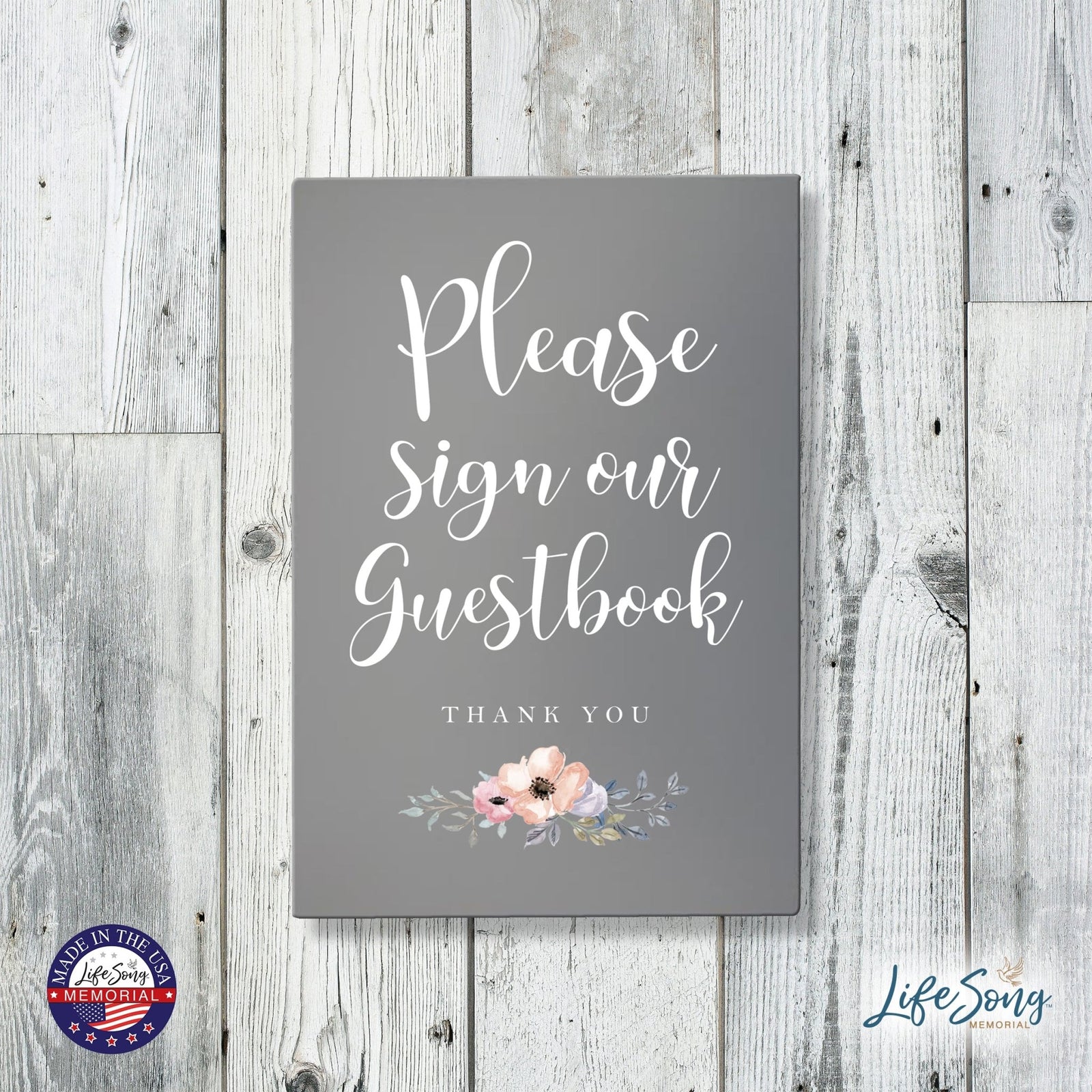 Memorial 5.5x8 Wooden Table Top and shelf decor Home Décor - Sign Our Guest Book - LifeSong Milestones