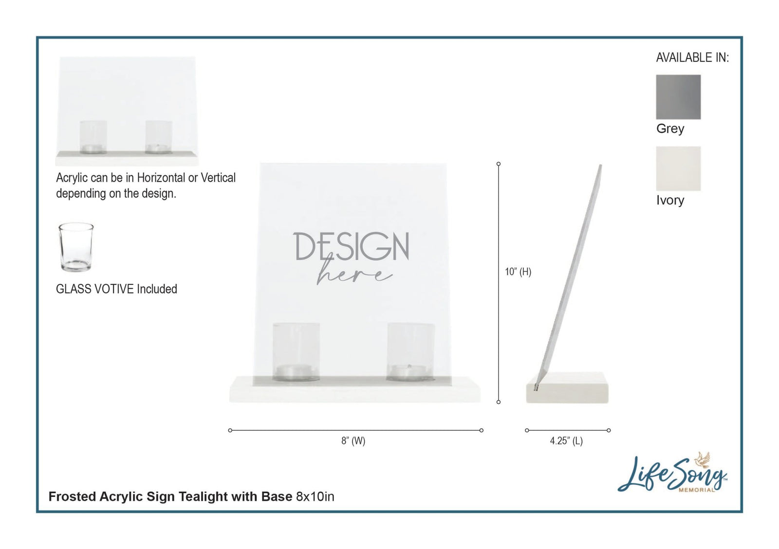 Memorial 8x10 Acrylic Wall Sign with Wooden Base Votive Candle Holder - Those We Love (butterflies) - LifeSong Milestones