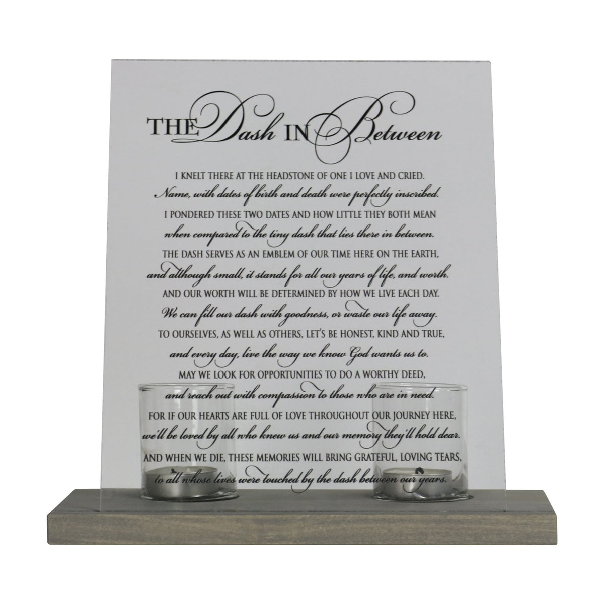 Memorial Acrylic Sign 8x10 with Candle Holder - The Dash Poem by Ron Tranmer - Sympathy Gift
