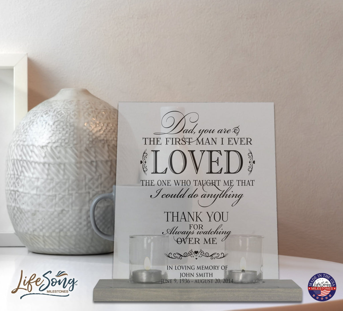 Memorial Acrylic Sign with Base and Votive Candle Holder Those Who We - LifeSong Milestones