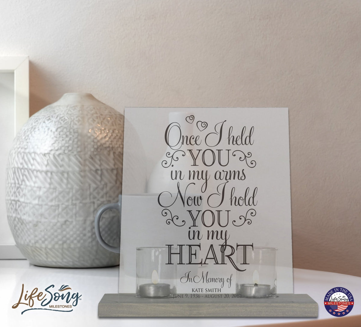 Memorial Acrylic Sign with Base and Votive Candle Holder Those Who We - LifeSong Milestones