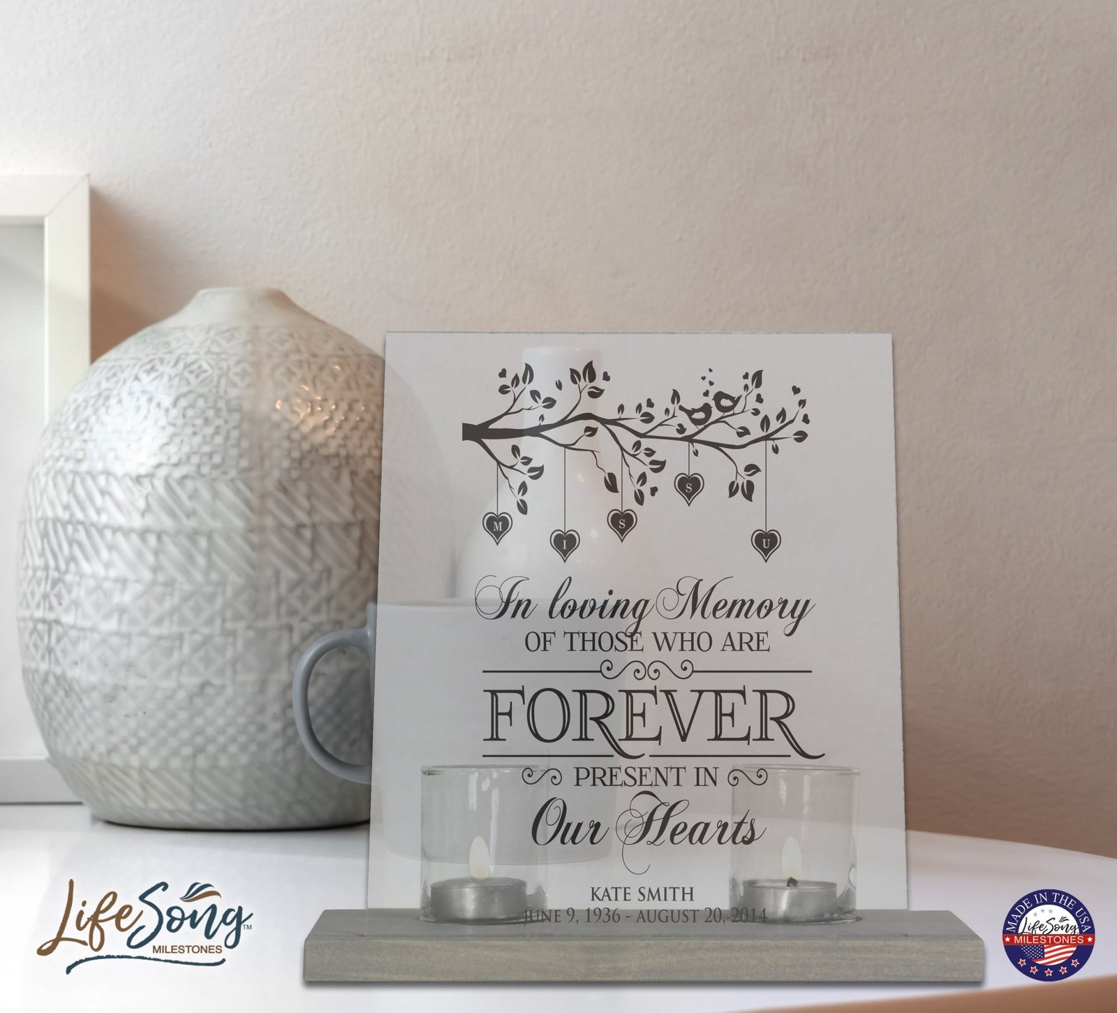 Memorial Acrylic Sign with Base and Votive Candle Holder Those Who We - LifeSong Milestones