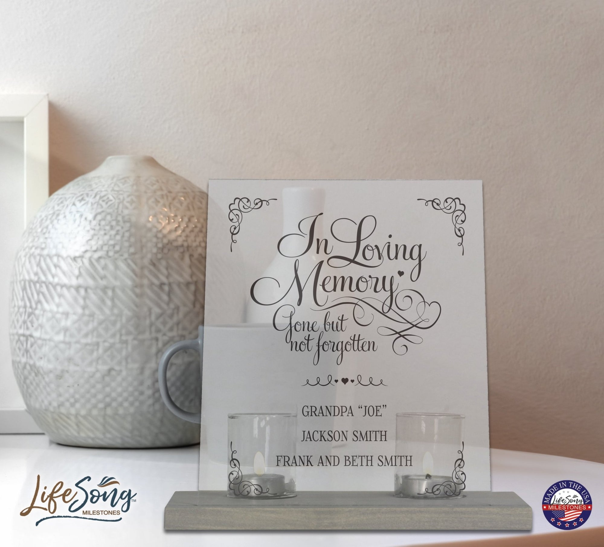 Memorial Acrylic Sign with Base and Votive Candle Holder Those Who We - LifeSong Milestones