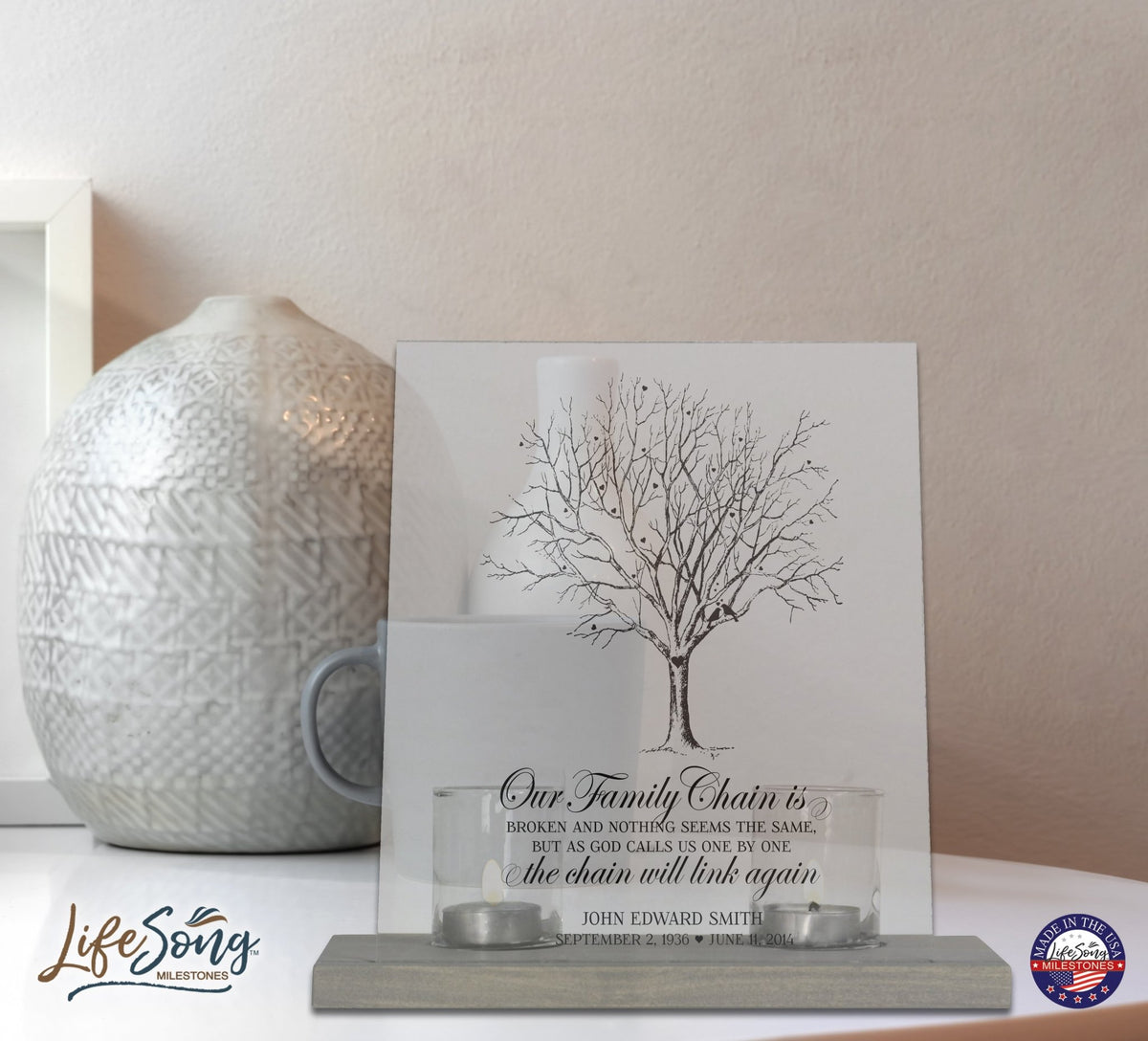 Memorial Acrylic Sign with Base and Votive Candle Holder Those Who We - LifeSong Milestones