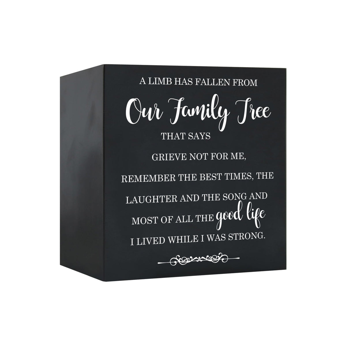 Memorial Bereavement Keepsake Cremation Shadow Box and Urn 6x6in Holds 53 Cu Inches Of Human Ashes A Limb Has Fallen - LifeSong Milestones