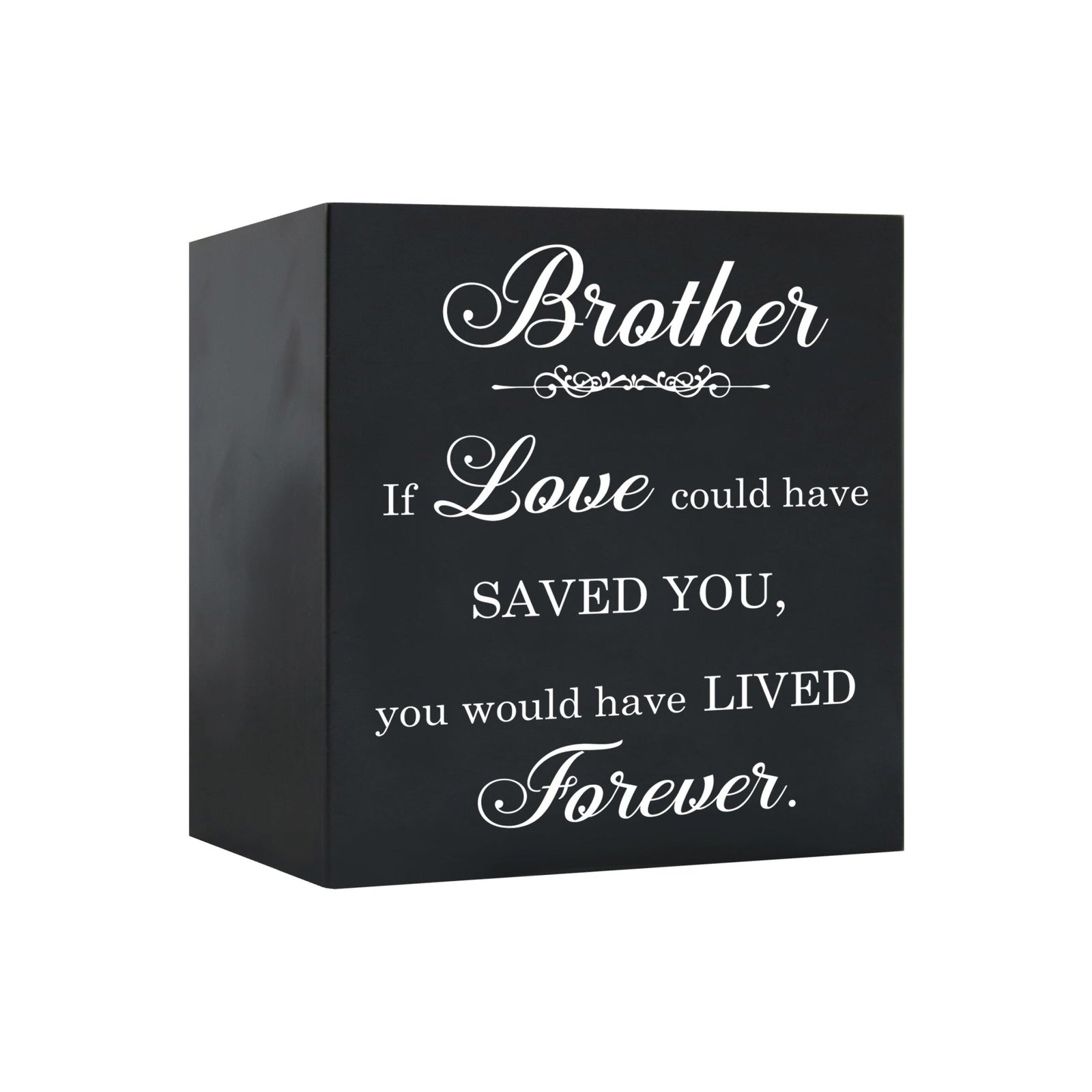Memorial Bereavement Keepsake Cremation Shadow Box and Urn 6x6in Holds 53 Cu Inches Of Human Ashes Brother, If Love Could - LifeSong Milestones