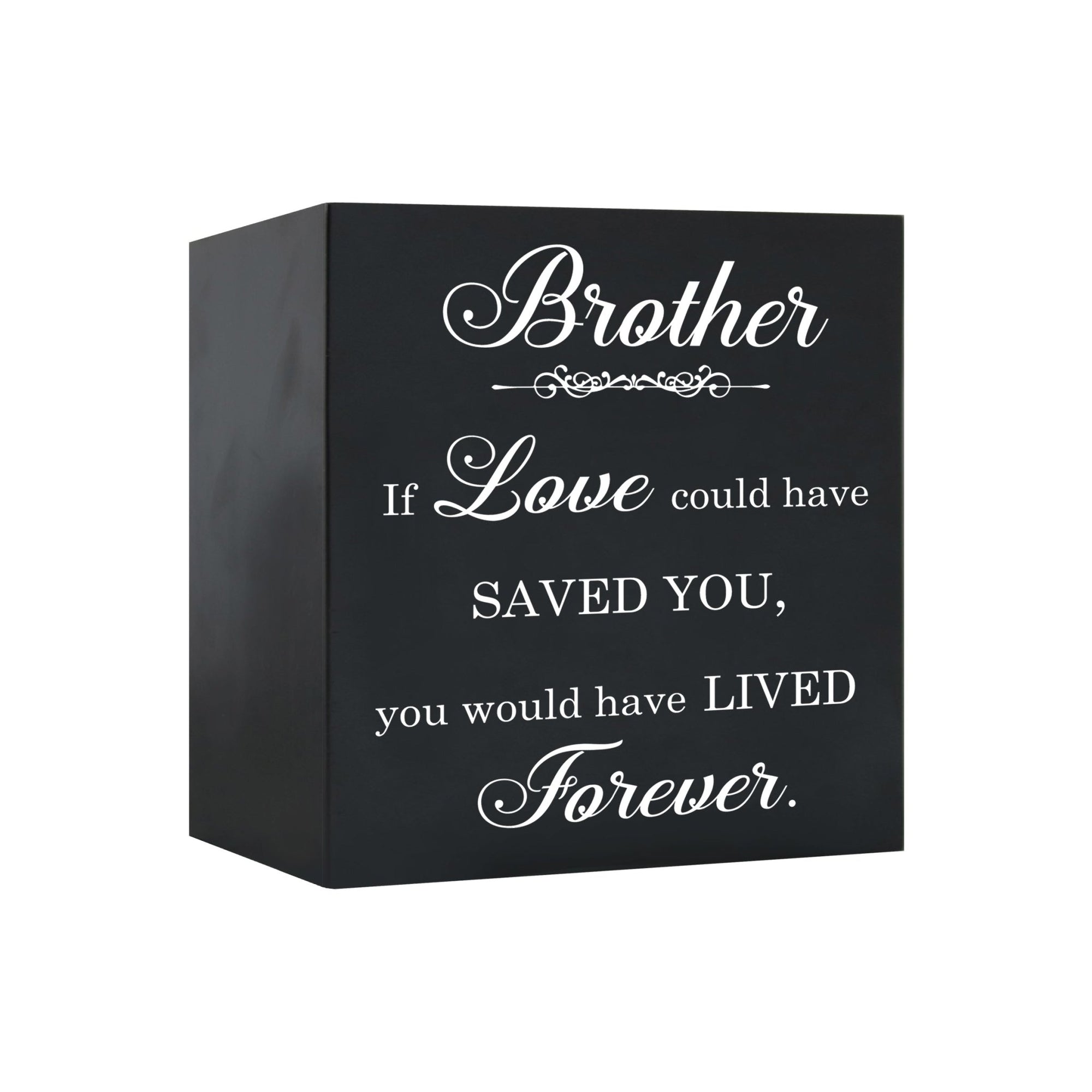 Memorial Bereavement Keepsake Cremation Shadow Box and Urn 6x6in Holds 53 Cu Inches Of Human Ashes Brother, If Love Could - LifeSong Milestones