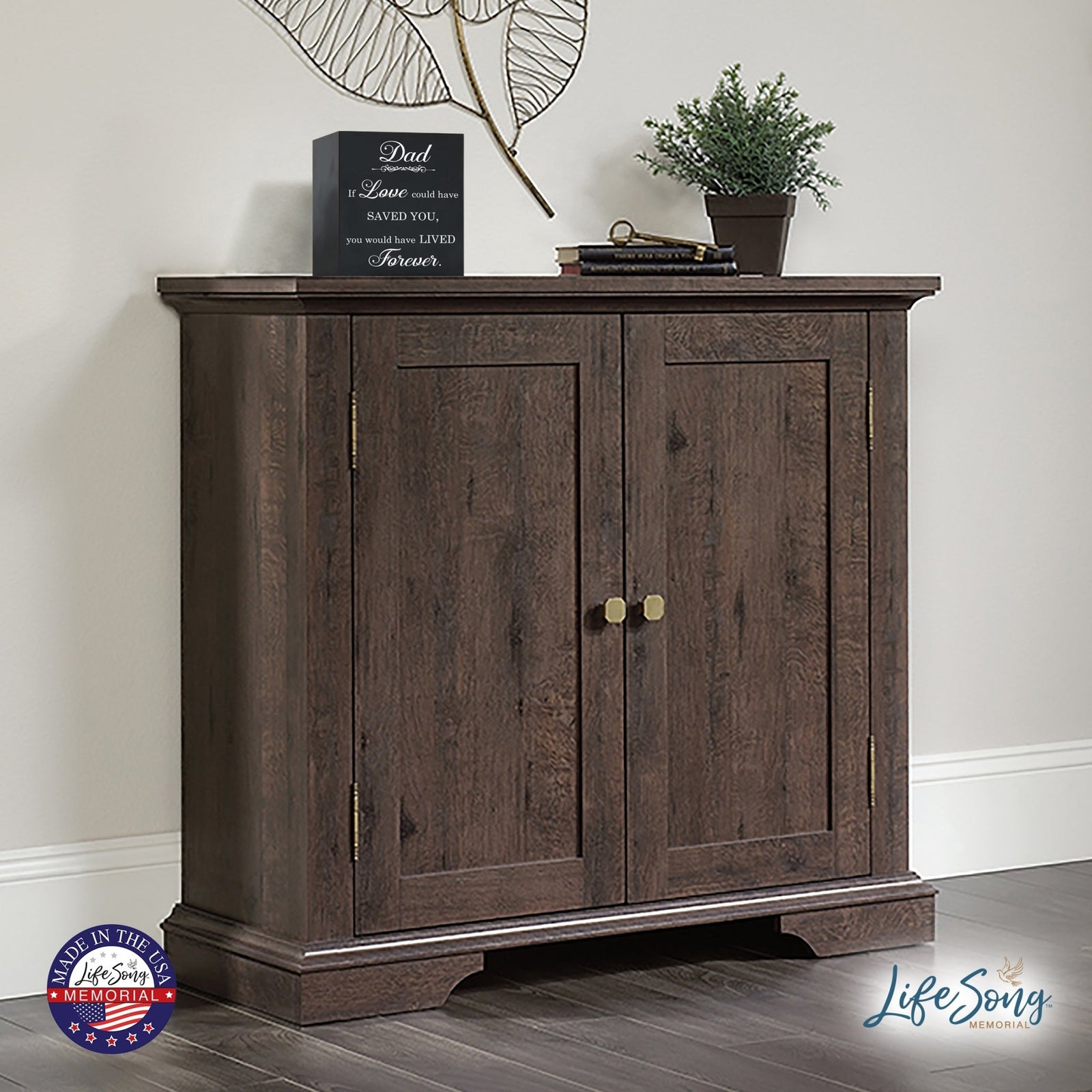 Memorial Bereavement Keepsake Cremation Shadow Box and Urn 6x6in Holds 53 Cu Inches Of Human Ashes Dad, If Love Could - LifeSong Milestones