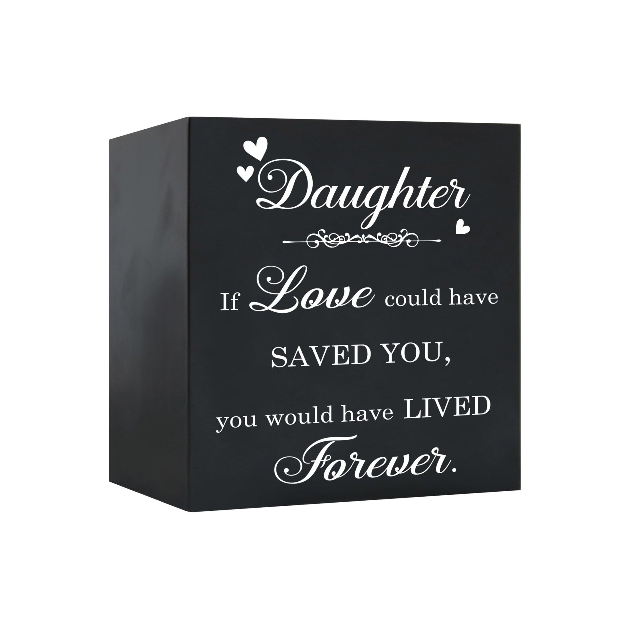 Memorial Bereavement Keepsake Cremation Shadow Box and Urn 6x6in Holds 53 Cu Inches Of Human Ashes Daughter, If Love Could - LifeSong Milestones