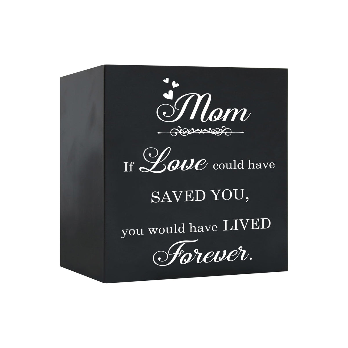 Memorial Bereavement Keepsake Cremation Shadow Box and Urn 6x6in Holds 53 Cu Inches Of Human Ashes Mom, If Love Could - LifeSong Milestones