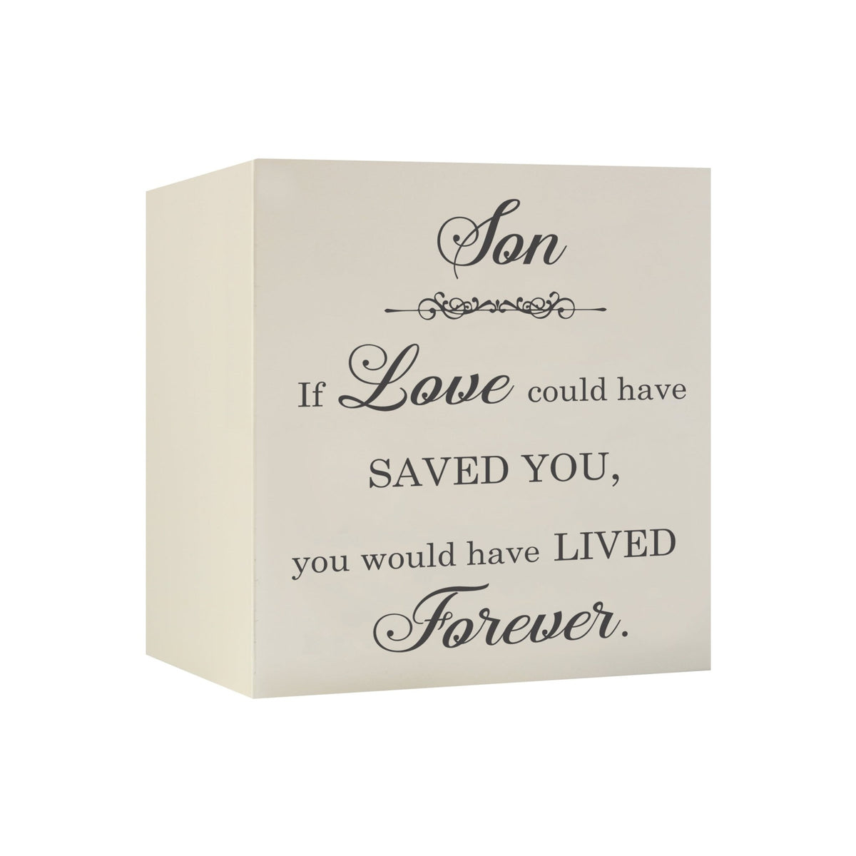 Memorial Bereavement Keepsake Cremation Shadow Box and Urn 6x6in Holds 53 Cu Inches Of Human Ashes Son, If Love Could - LifeSong Milestones