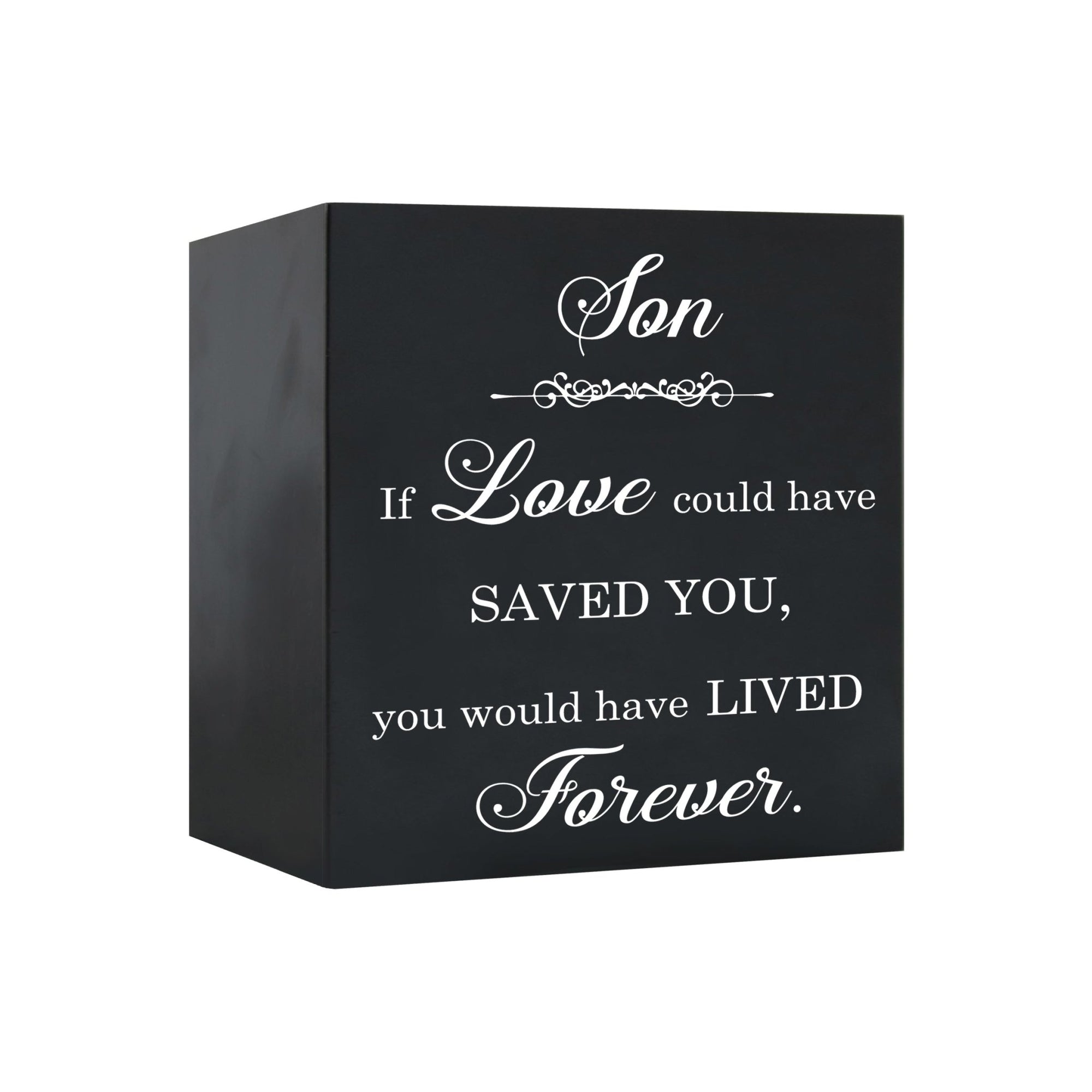 Memorial Bereavement Keepsake Cremation Shadow Box and Urn 6x6in Holds 53 Cu Inches Of Human Ashes Son, If Love Could - LifeSong Milestones