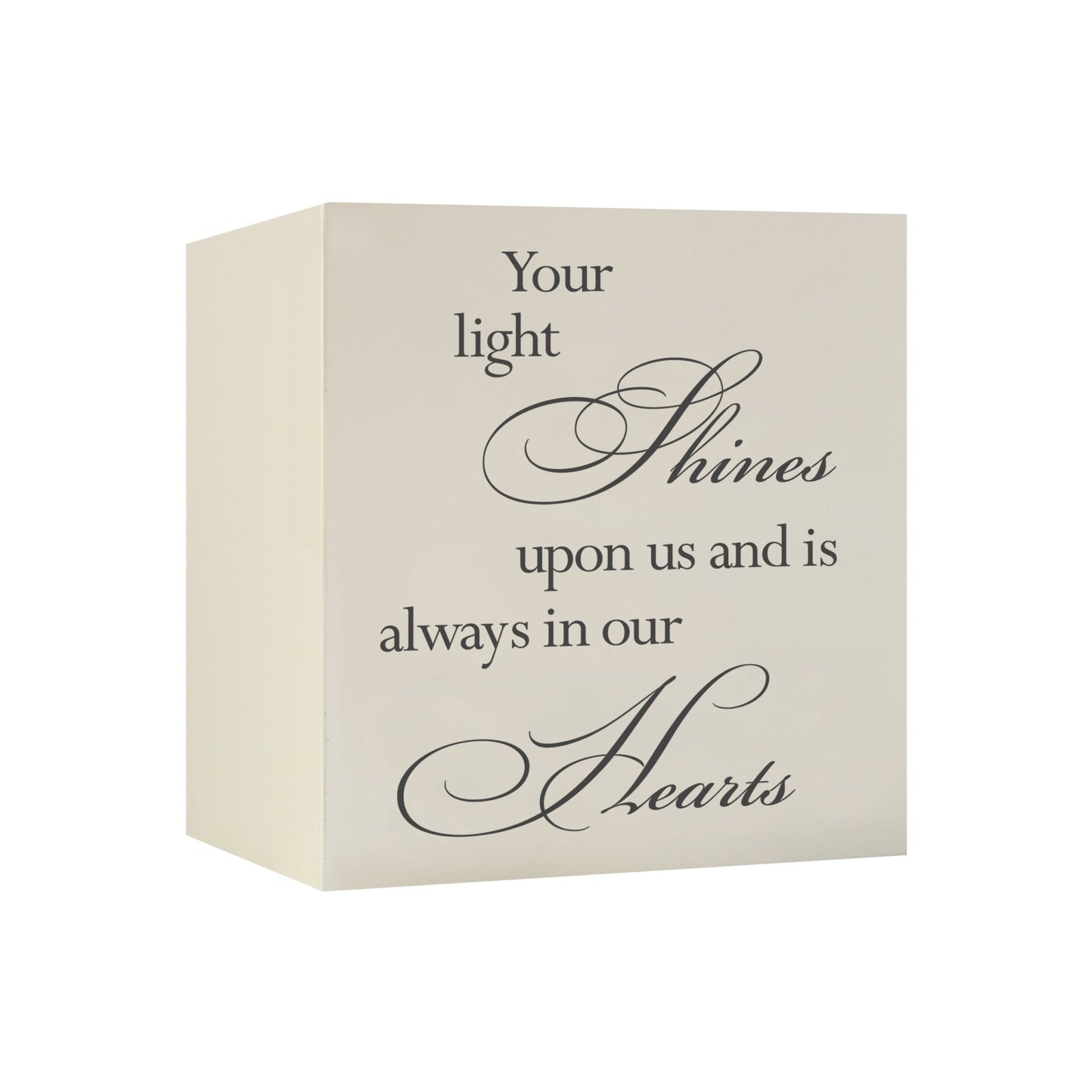 Memorial Bereavement Keepsake Cremation Shadow Box and Urn 6x6in Holds 53 Cu Inches Of Human Ashes Your Light Shines - LifeSong Milestones
