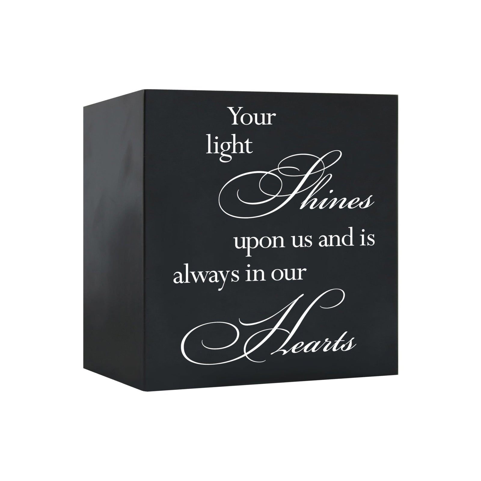 Memorial Bereavement Keepsake Cremation Shadow Box and Urn 6x6in Holds 53 Cu Inches Of Human Ashes Your Light Shines - LifeSong Milestones