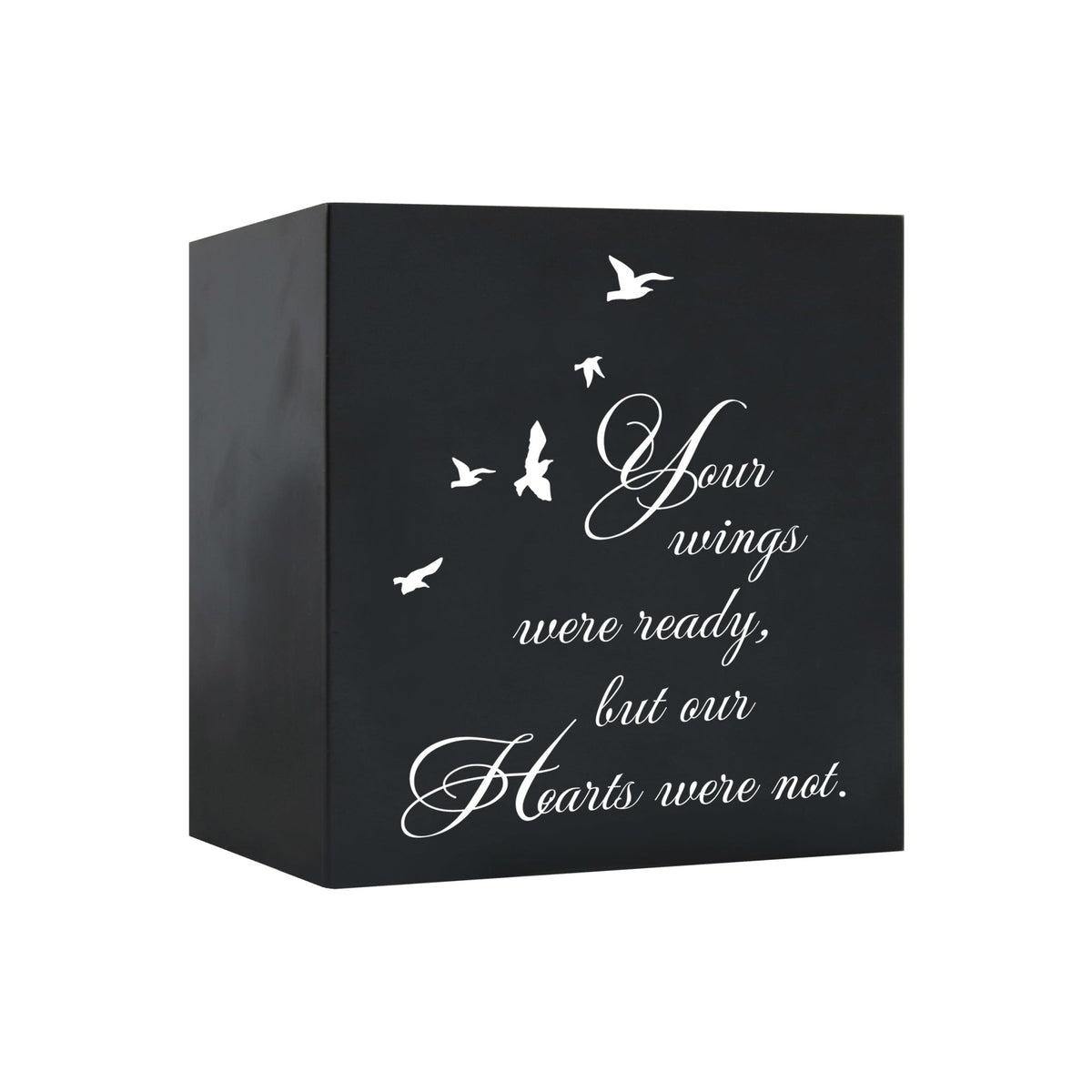 Memorial Bereavement Keepsake Cremation Shadow Box and Urn 6x6in Holds 53 Cu Inches Of Human Ashes Your Wings Were Ready - LifeSong Milestones