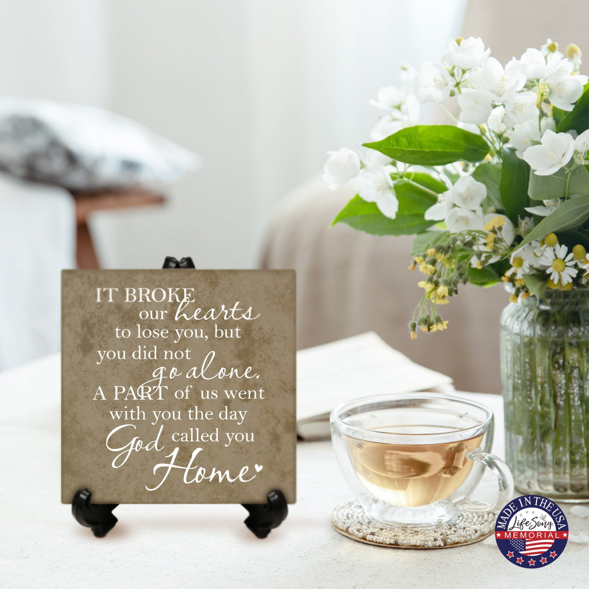 Memorial Ceramic Trivet with Stand for Home Decor - LifeSong Milestones