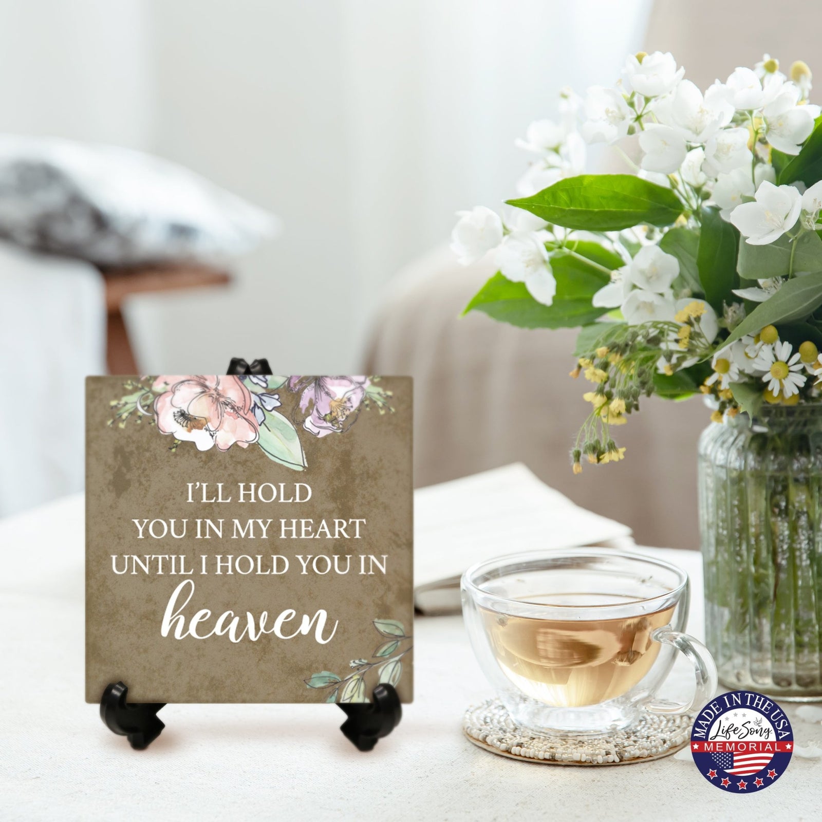 Memorial Ceramic Trivet with Stand for Home Decor - LifeSong Milestones