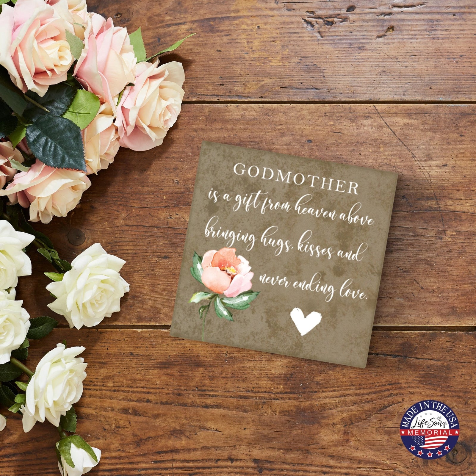 Memorial Ceramic Trivet with Stand for Home Decor - Godmothers - LifeSong Milestones