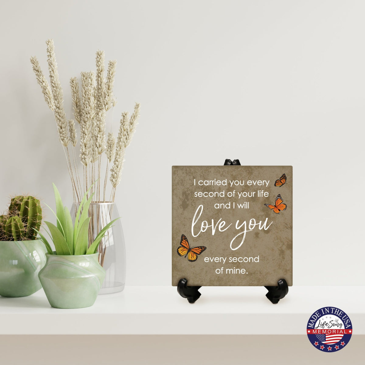Memorial Ceramic Trivet with Stand for Home Decor - I Carried You Every - LifeSong Milestones