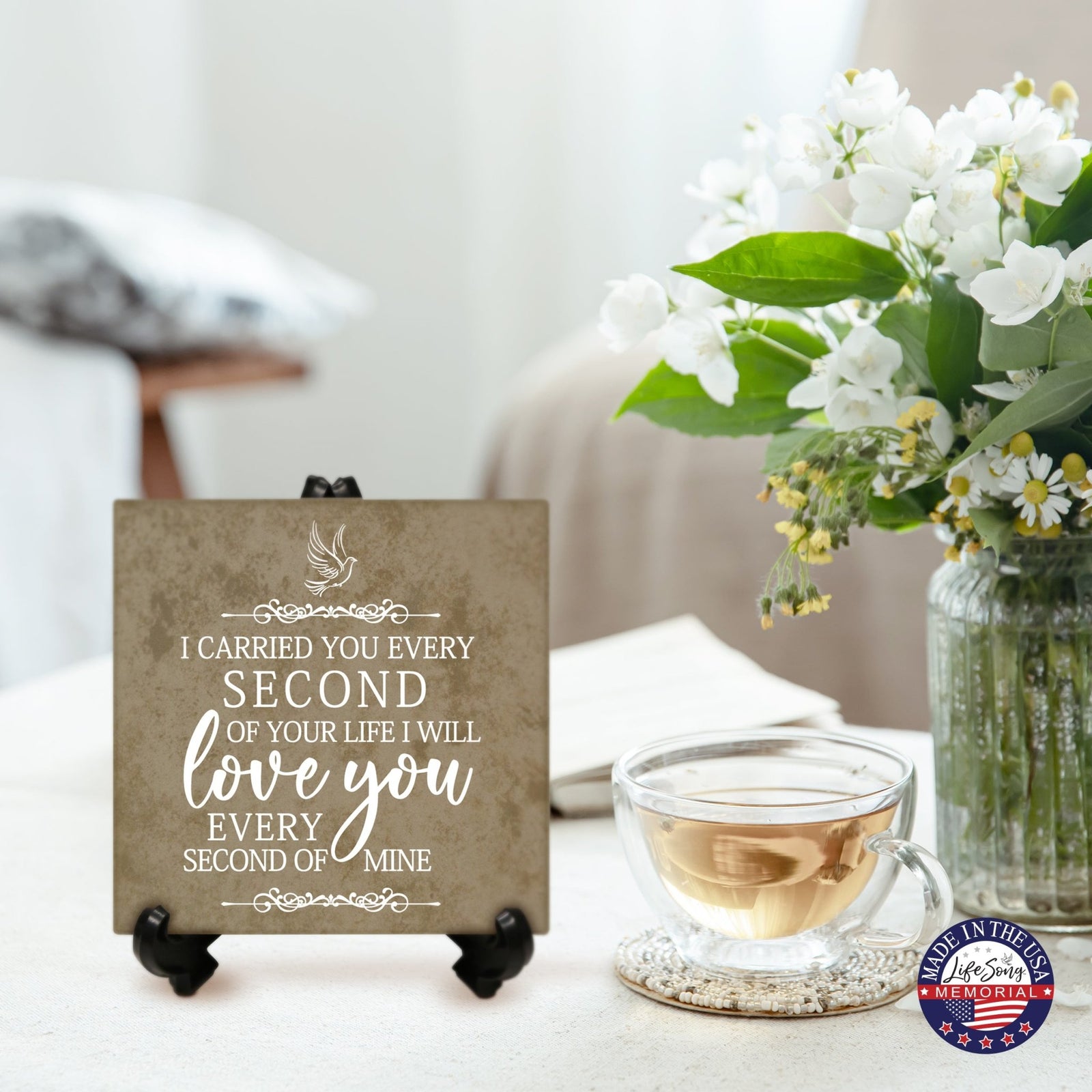 Memorial Ceramic Trivet with Stand for Home Decor - I Carried You Every - LifeSong Milestones