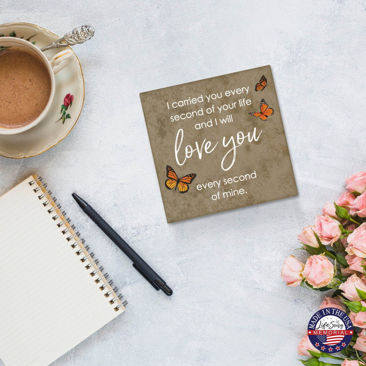 Memorial Ceramic Trivet with Stand for Home Decor - I Carried You Every - LifeSong Milestones