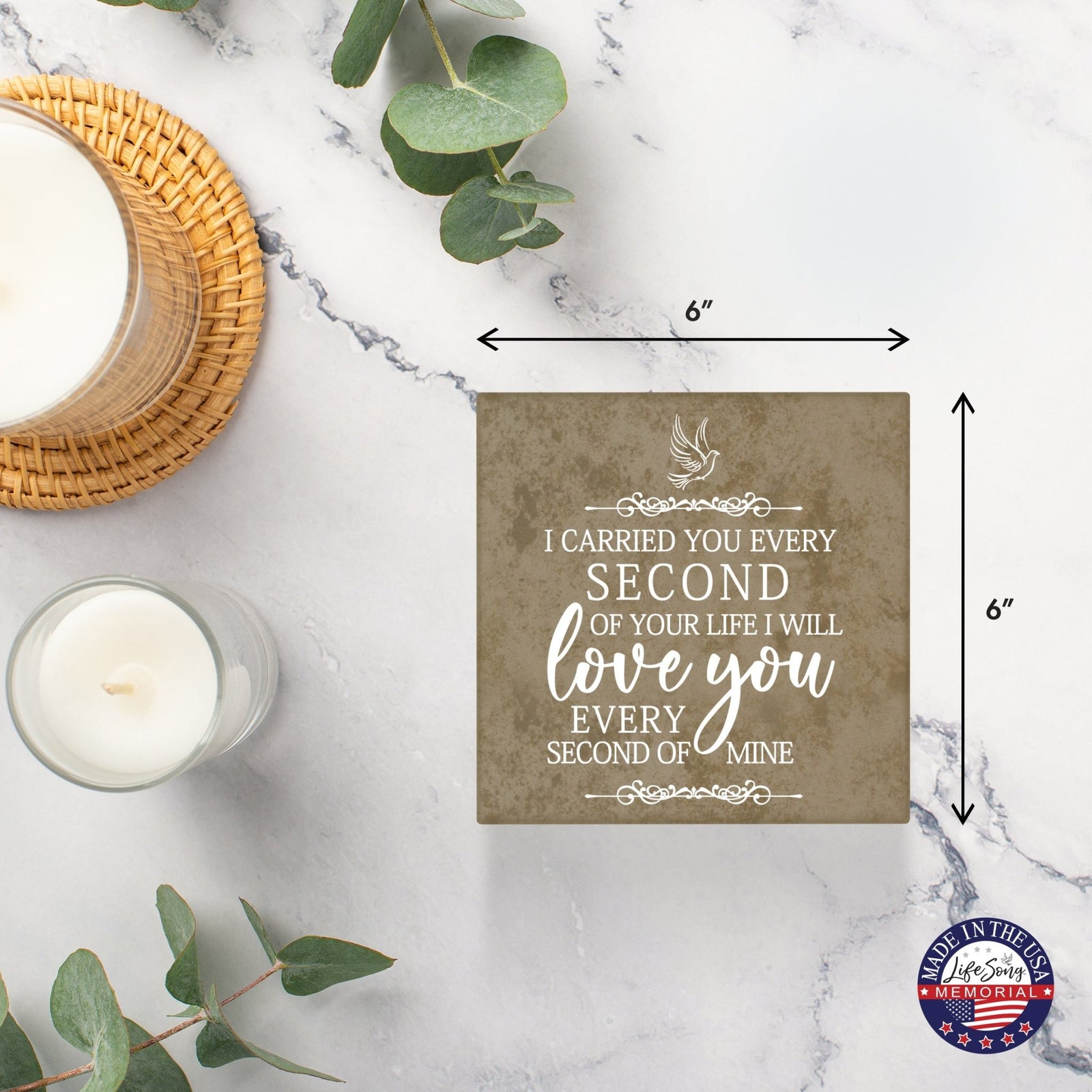 Memorial Ceramic Trivet with Stand for Home Decor - I Carried You Every - LifeSong Milestones