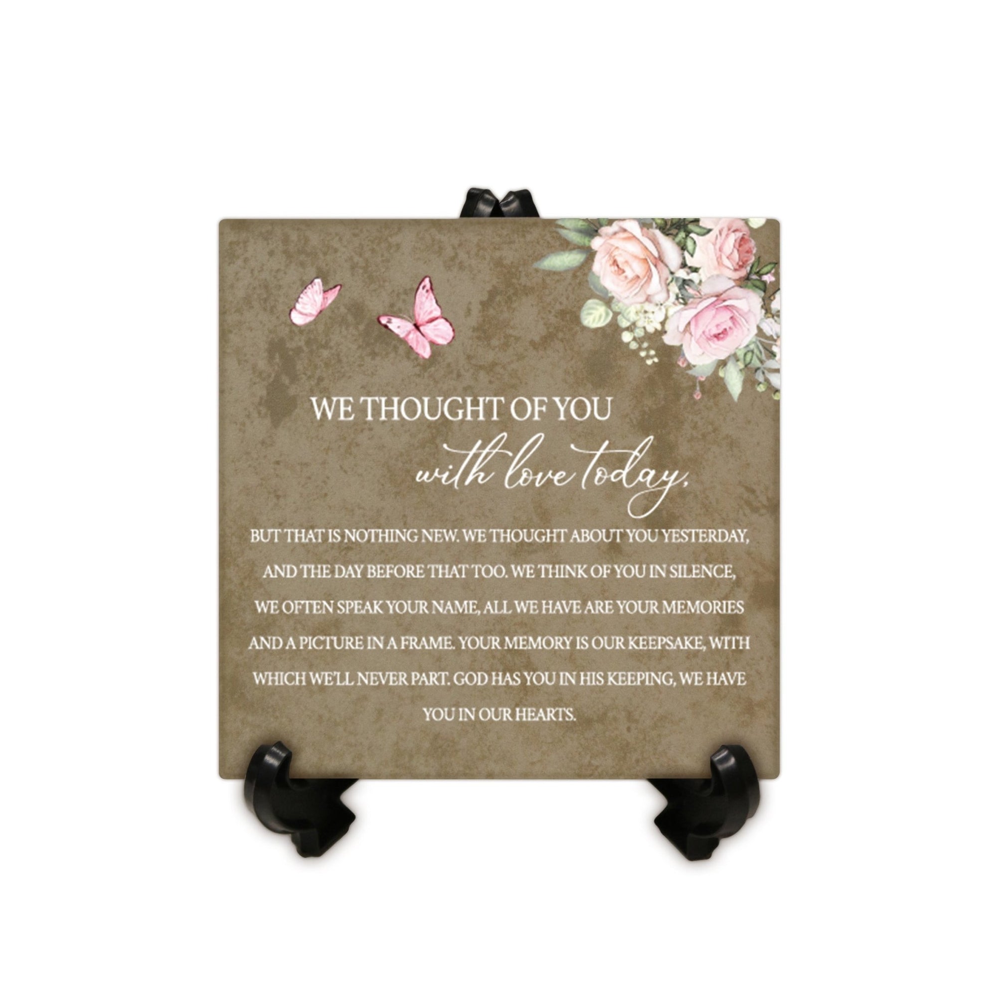 Memorial Ceramic Trivet with Stand for Home Decor - We Thought Of You - LifeSong Milestones