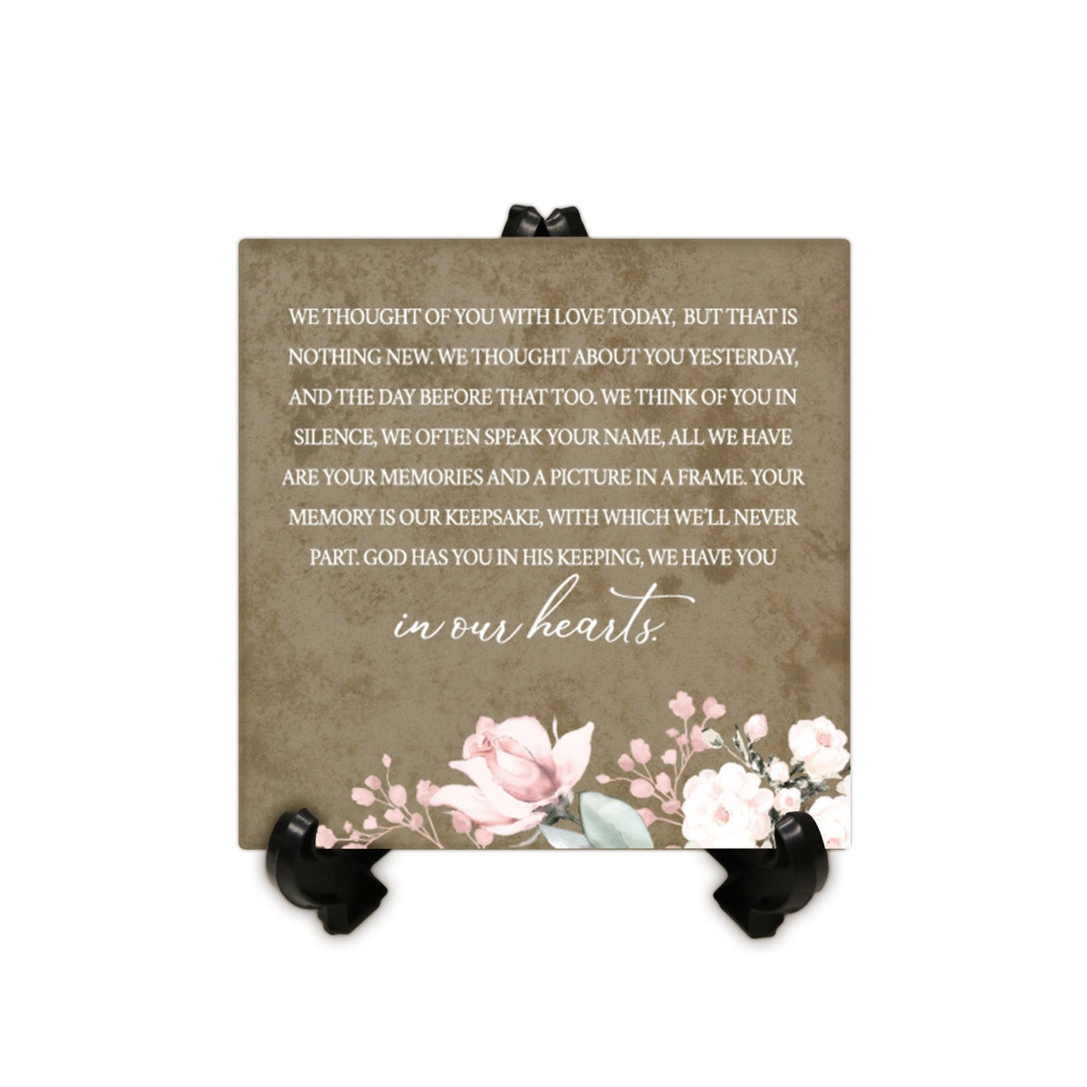 Memorial Ceramic Trivet with Stand for Home Decor - We Thought Of You - LifeSong Milestones