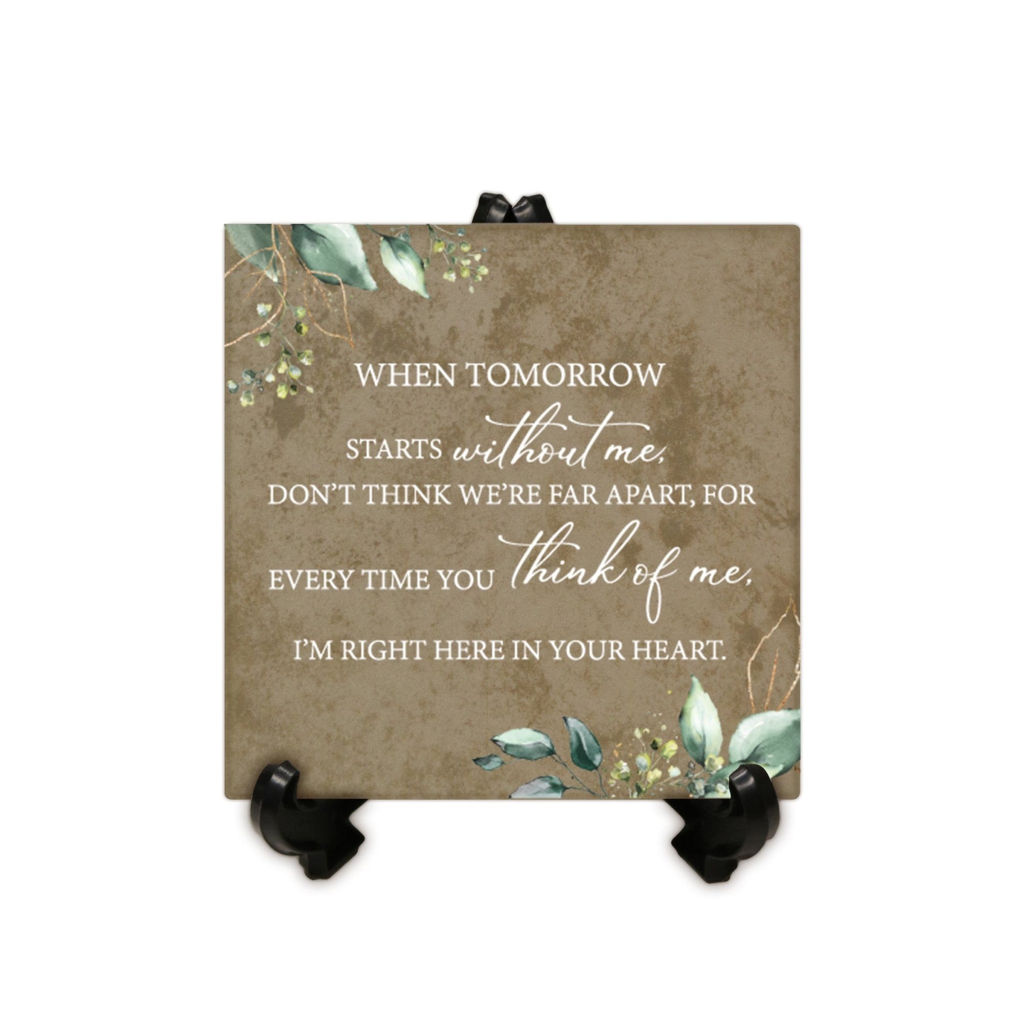 Memorial Ceramic Trivet with Stand for Home Decor - When Tomorrow Starts - LifeSong Milestones