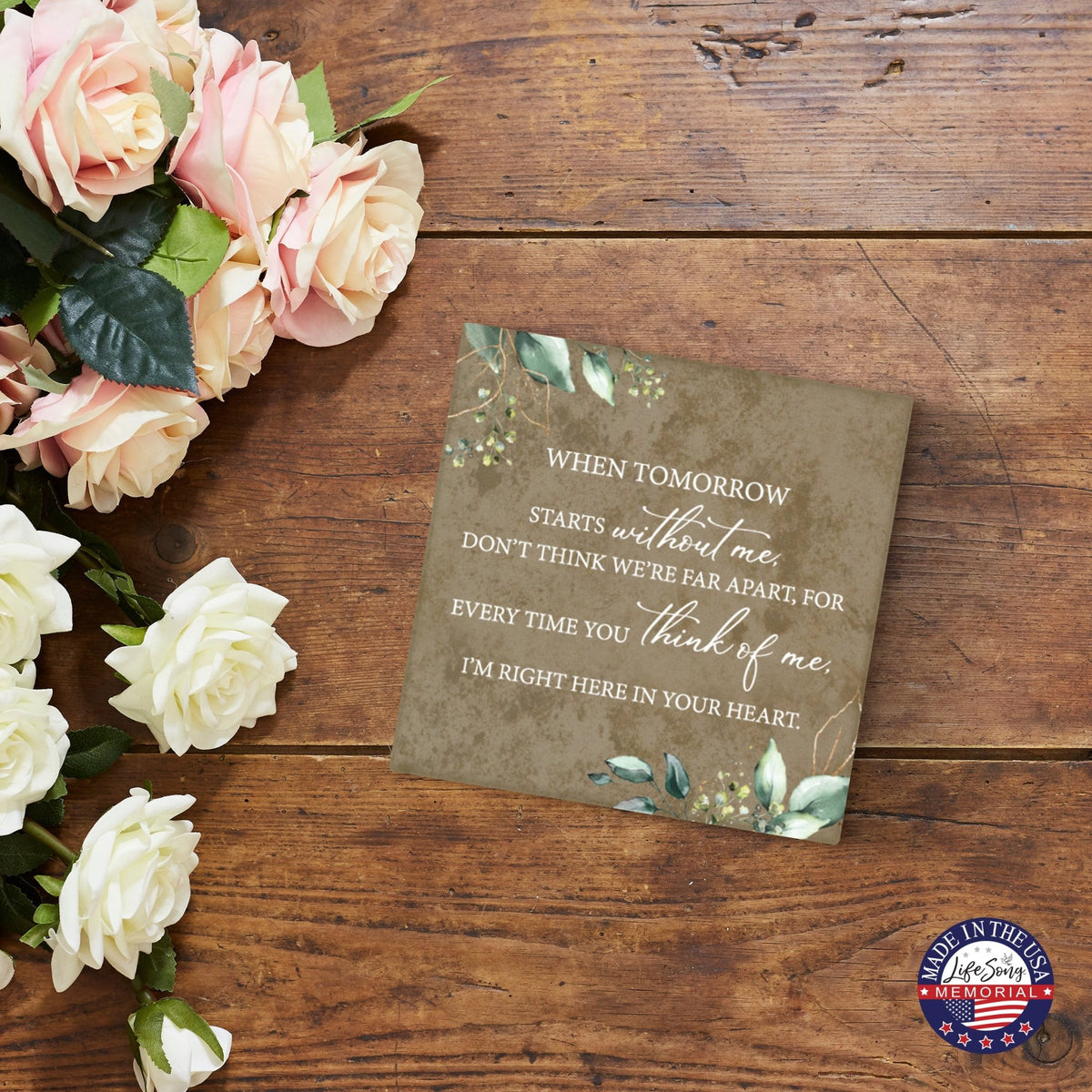 Memorial Ceramic Trivet with Stand for Home Decor - When Tomorrow Starts - LifeSong Milestones