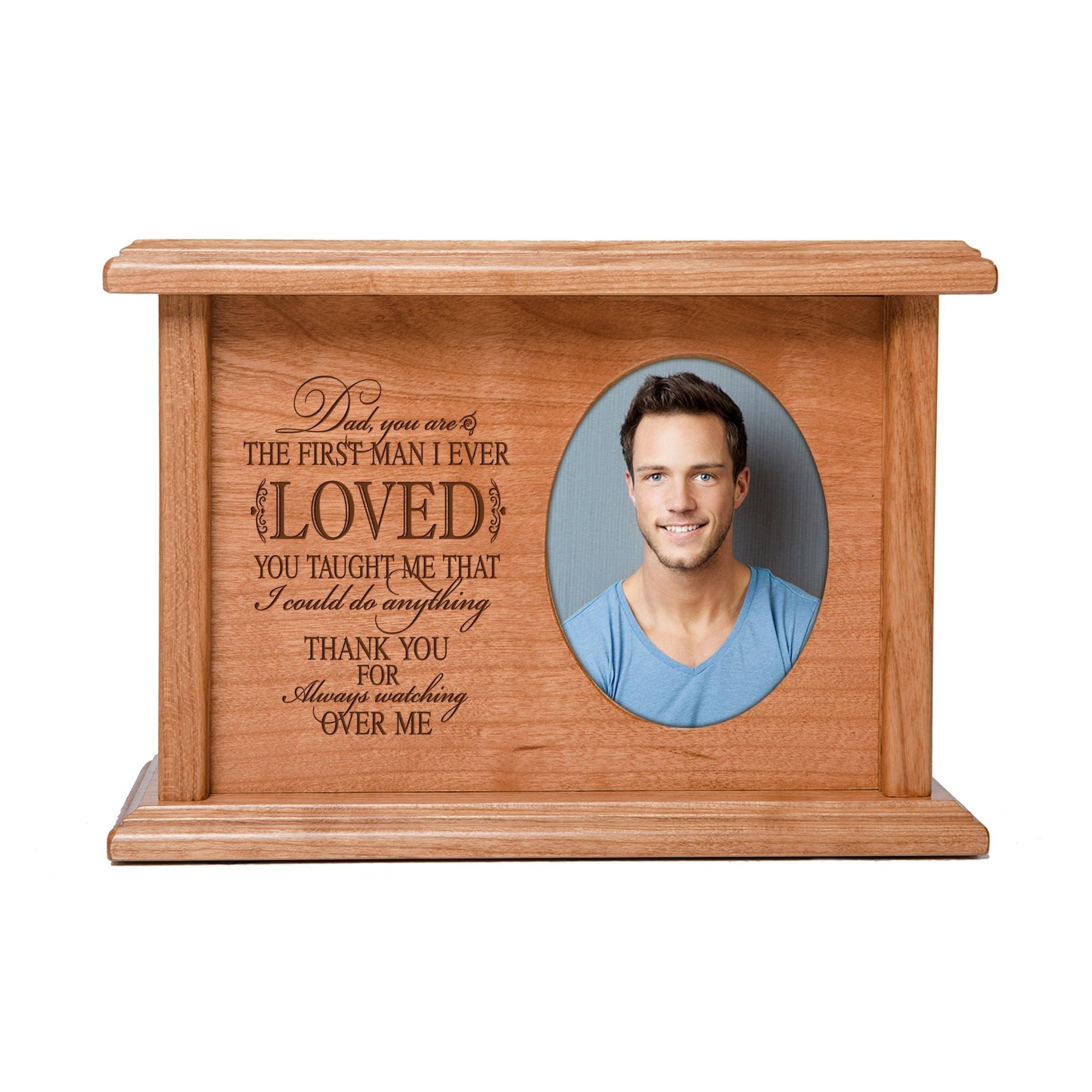 Memorial Cremation Urn Holds 2x3 photo 65 cu in Dad You Are The First Man - LifeSong Milestones