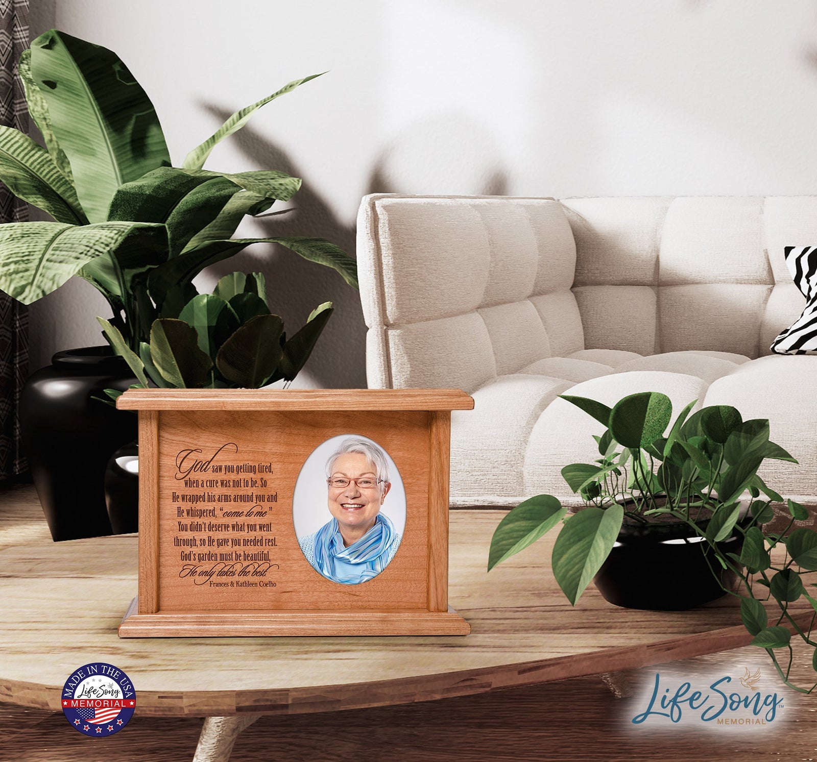Personalized Memorial Photo Urn for Adult Ashes